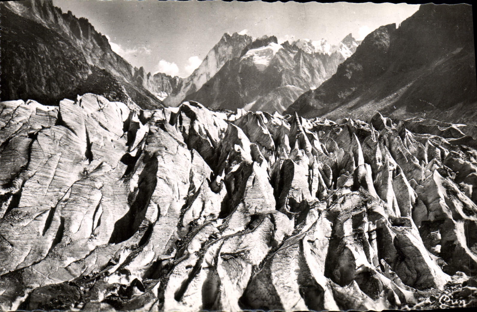 POSTAL MODERNA mar de Chamonix de los bordes del hielo del mar del hielo