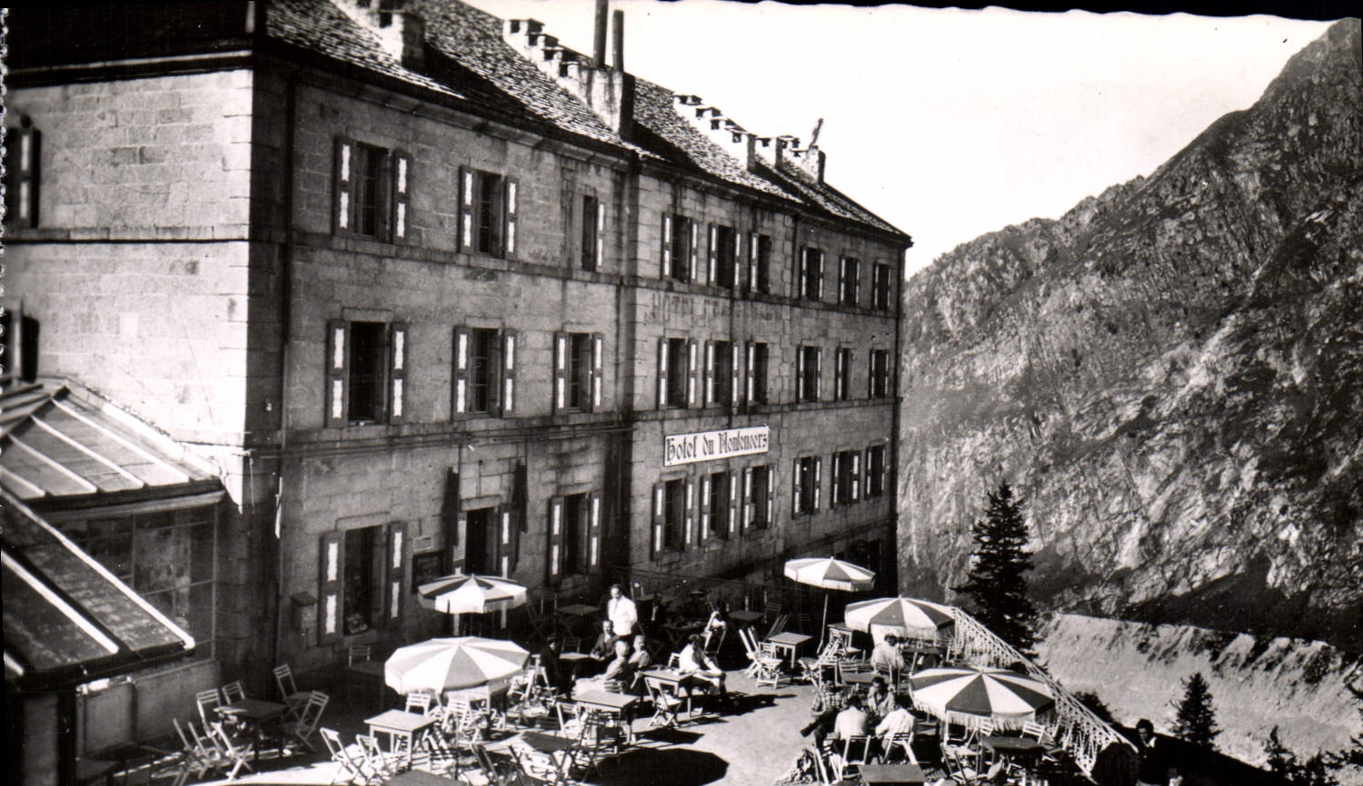 POSTAL MODERNA mar de Chamonix del hotel del hielo de Montenvers y de su terraza
