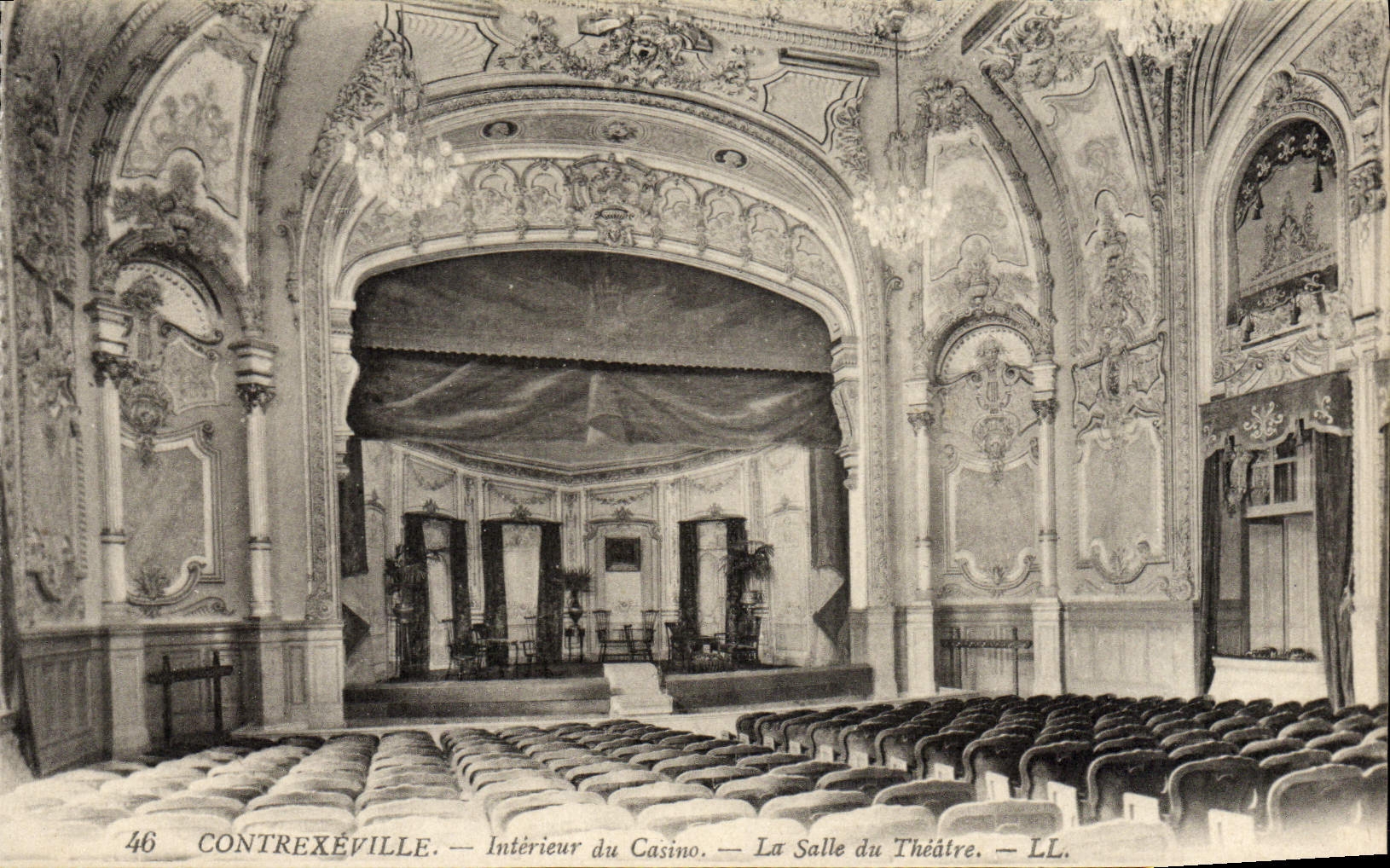 VINTAGE POSTCARD Interior Contrexeville of the Casino Room of the theater