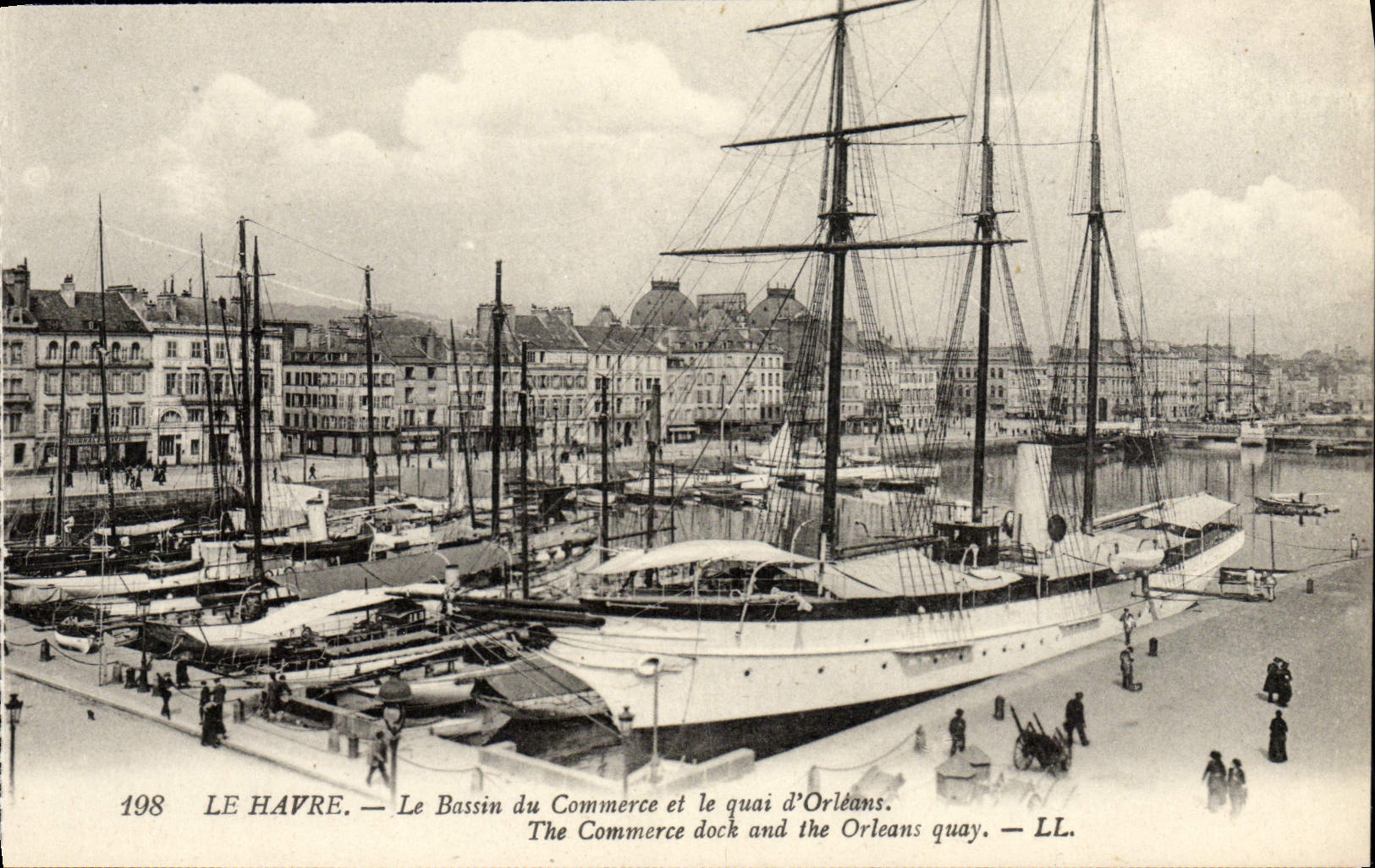 VINTAGE POSTCARD Le Havre the Basin Commercial and the Quay of Orleans Boat