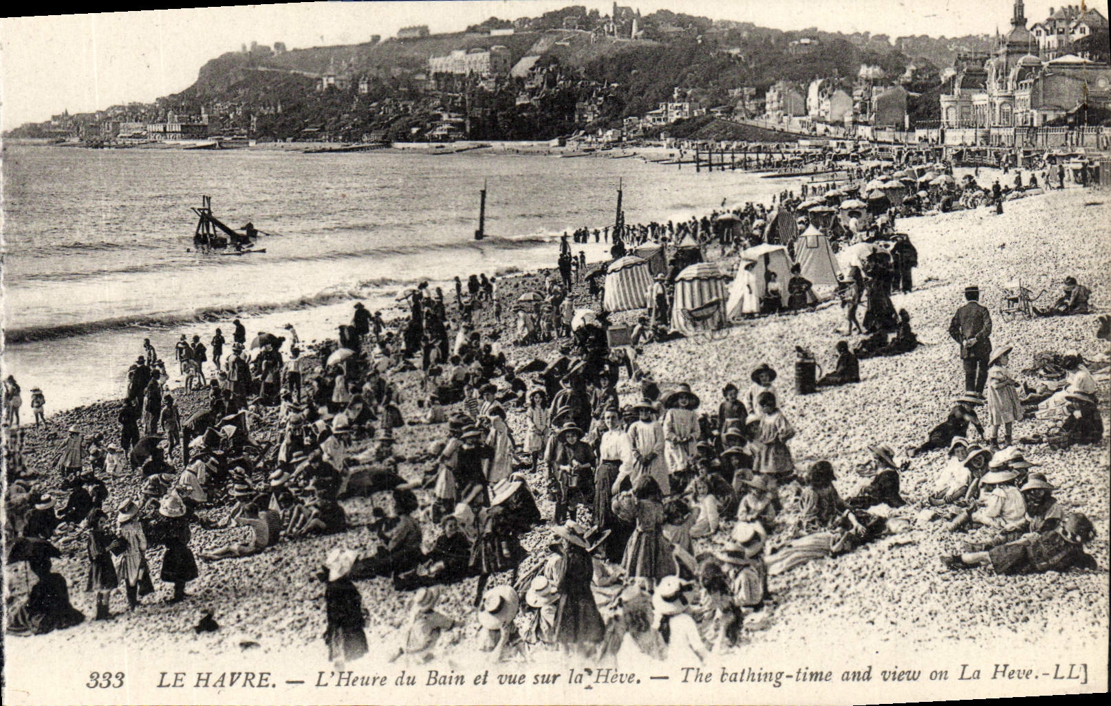 VINTAGE POSTCARD Le Havre the Hour of the Bath and Sight on Heve