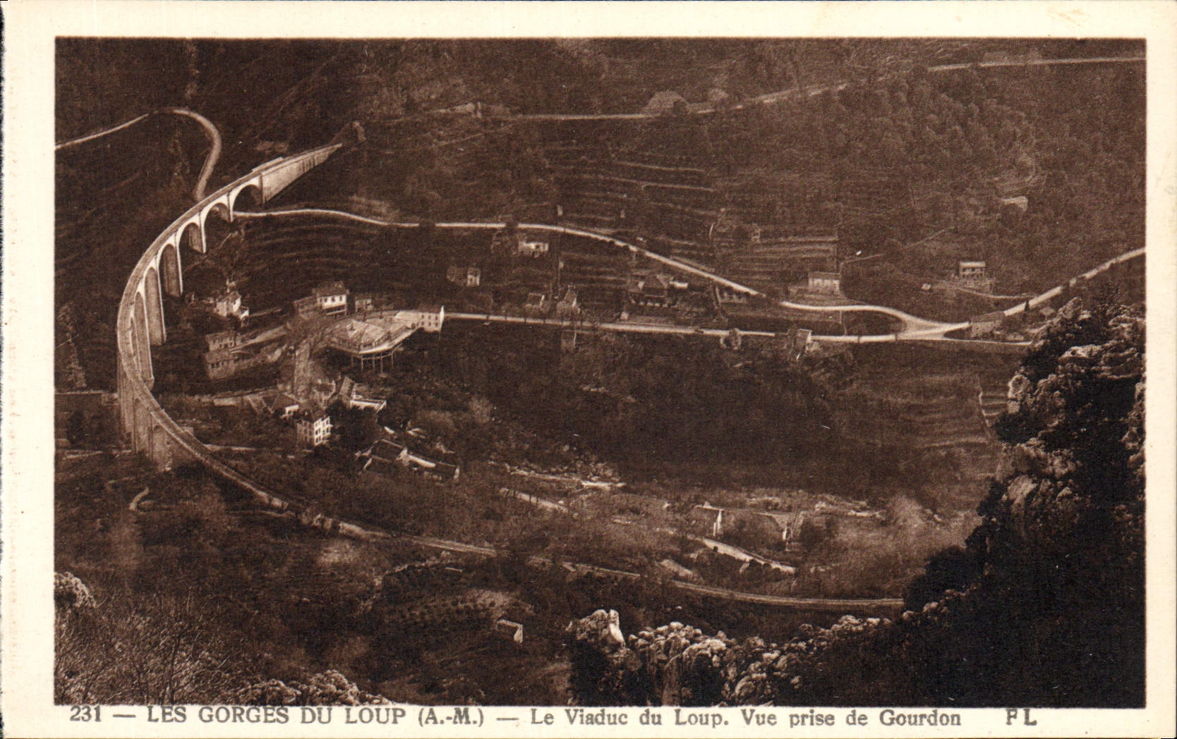 VINTAGE POSTCARD Gourdon Falls Of the Wolf the Viaduct of the Wolf Seen from of Gourdon