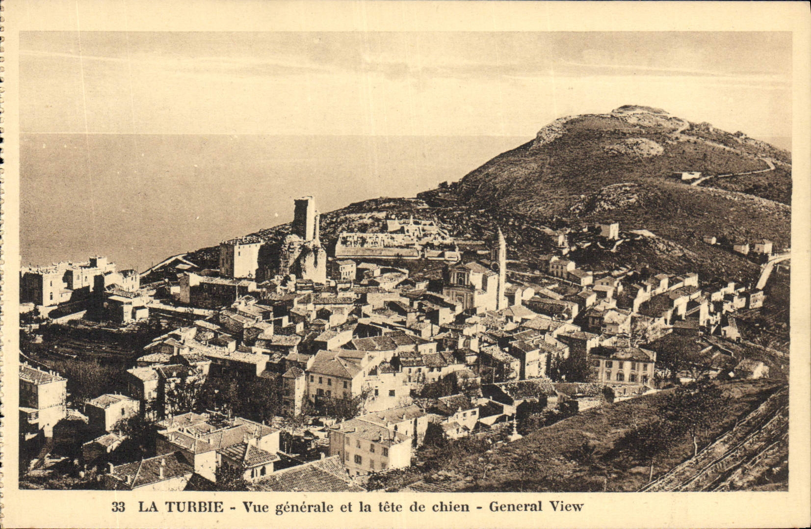 VINTAGE POSTCARD La Turbie View and the Head of Dog