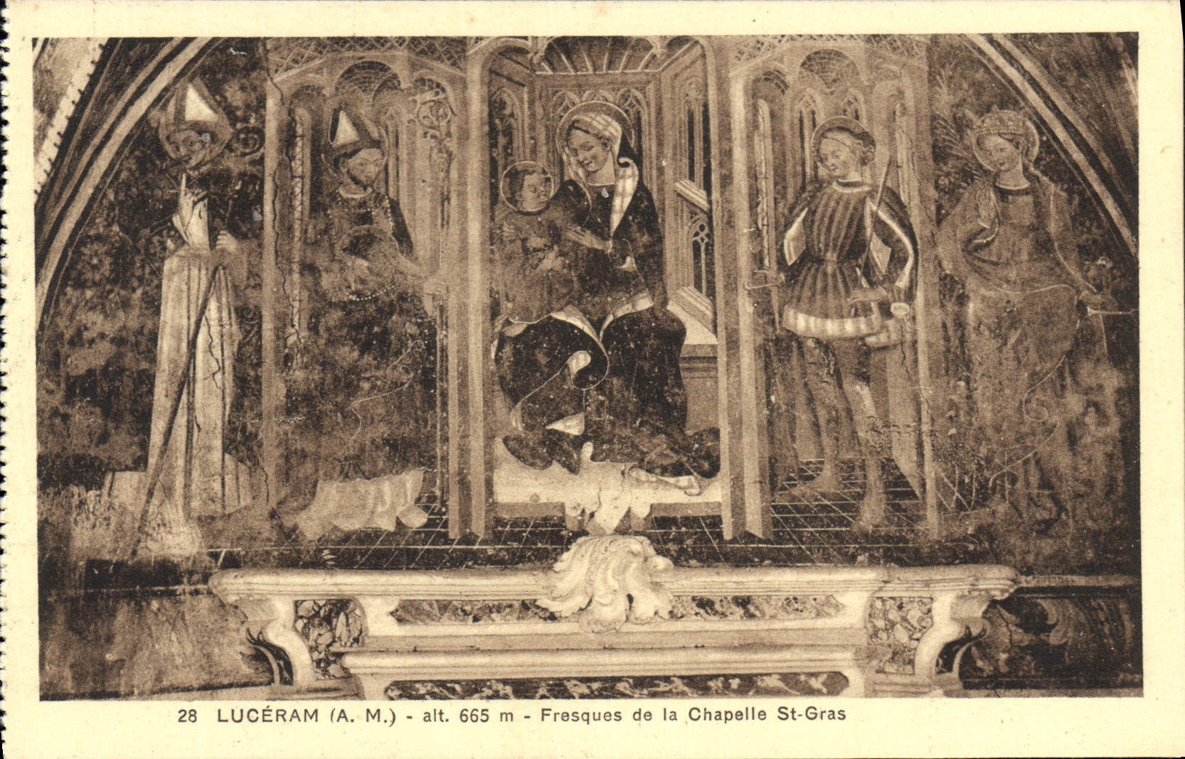 CPA Luceram Fresque de la Chapelle St Gras