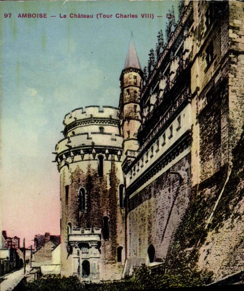 POSTAL Amboise de la VENDIMIA la vuelta Charles VIII del castillo