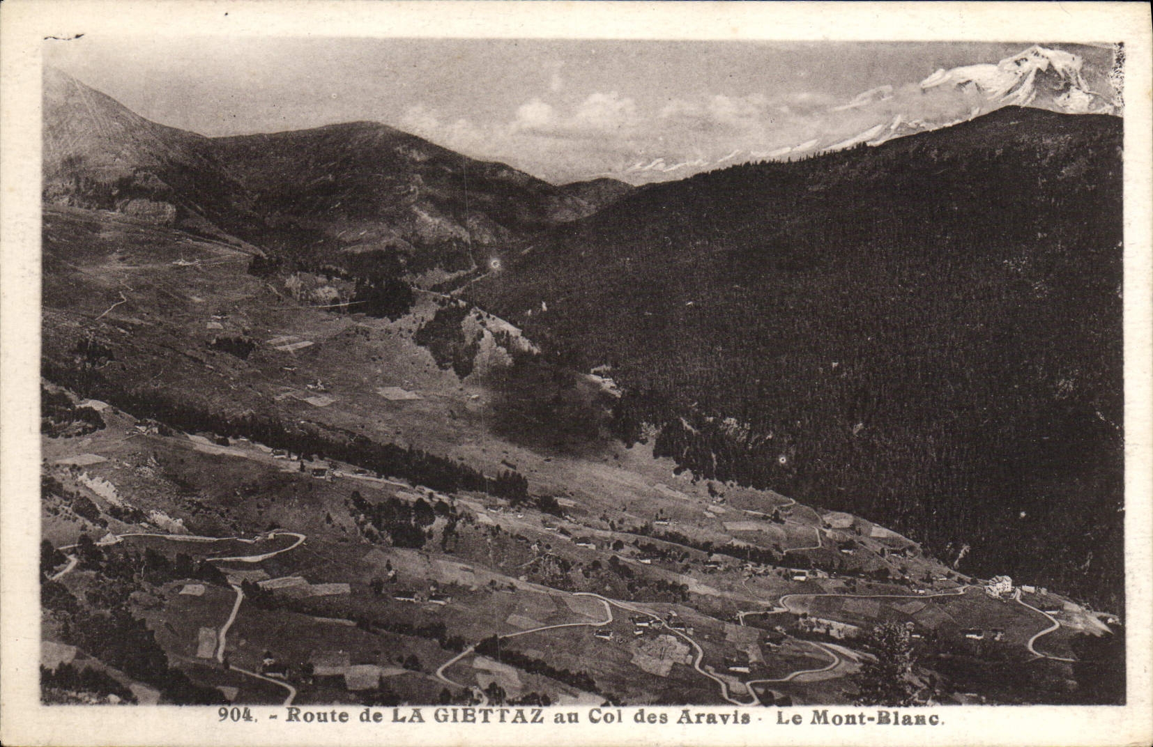VINTAGE POSTCARD Road of Giettaz to the collar of Aravis the Mount Blanc