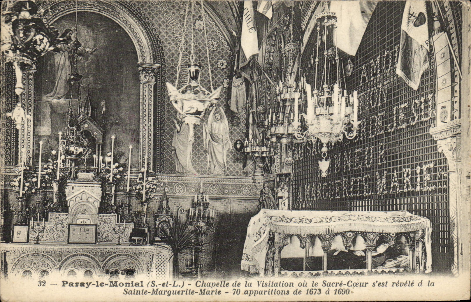 VINTAGE POSTCARD Paray Monial Vault of the Visitation or the Sacring Heart east appears in SAinte Marguerite Marie