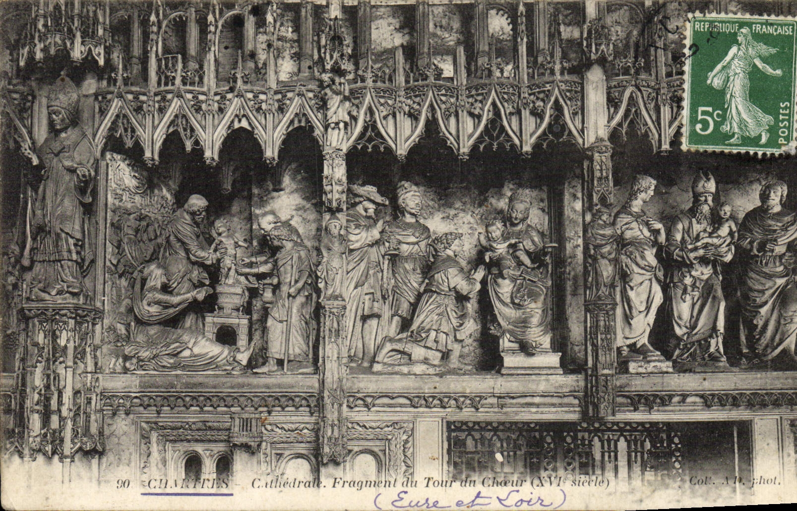 CPA Chartres Cathedrale Eragment du Tour du Cheur