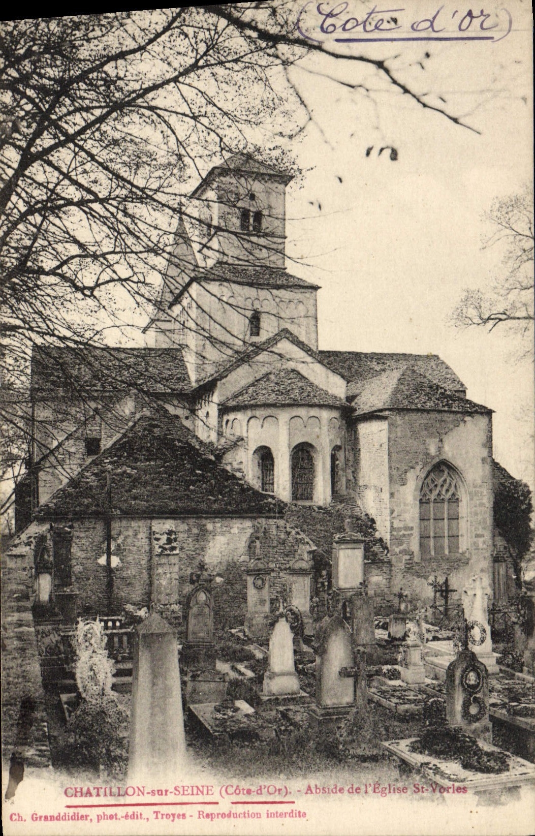 VINTAGE POSTCARD Chatillon On the Seine Apse of the Church St Vorles