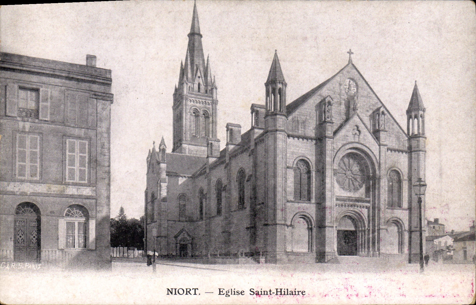 VINTAGE POSTCARD Niort Church Saint Hilaire Publicity milk of Appenzell