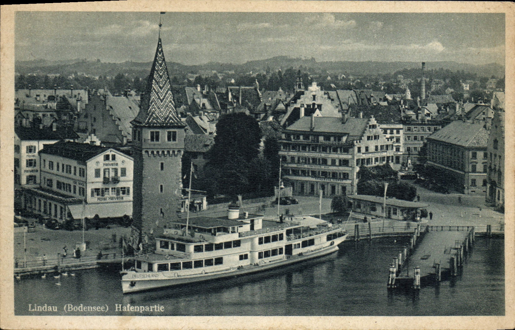 VINTAGE POSTCARD Lindau Hafenpartie Boat