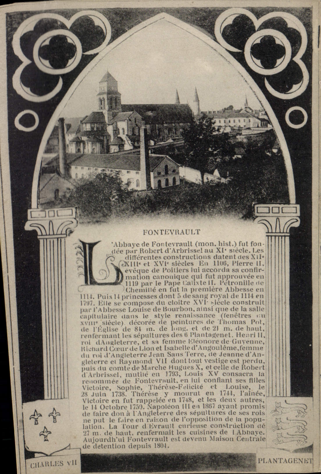 VINTAGE POSTCARD Fontevrault Castle