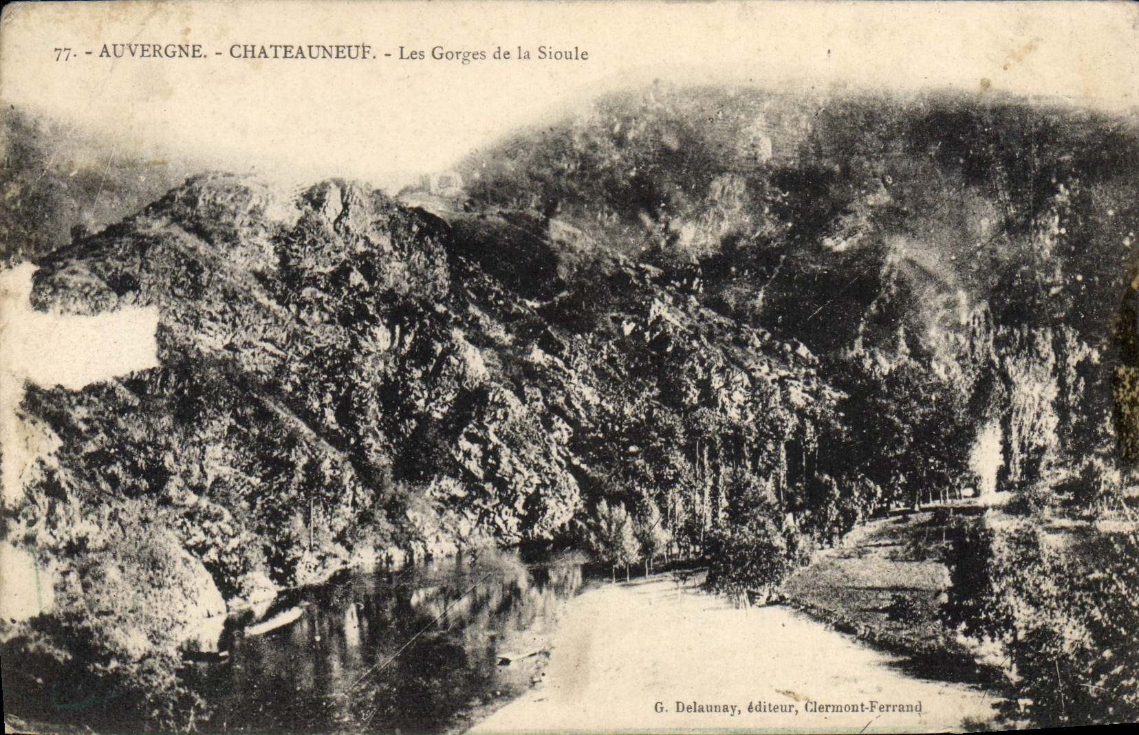 VINTAGE POSTCARD Auvergne Chateauneuf Falls of Sioule