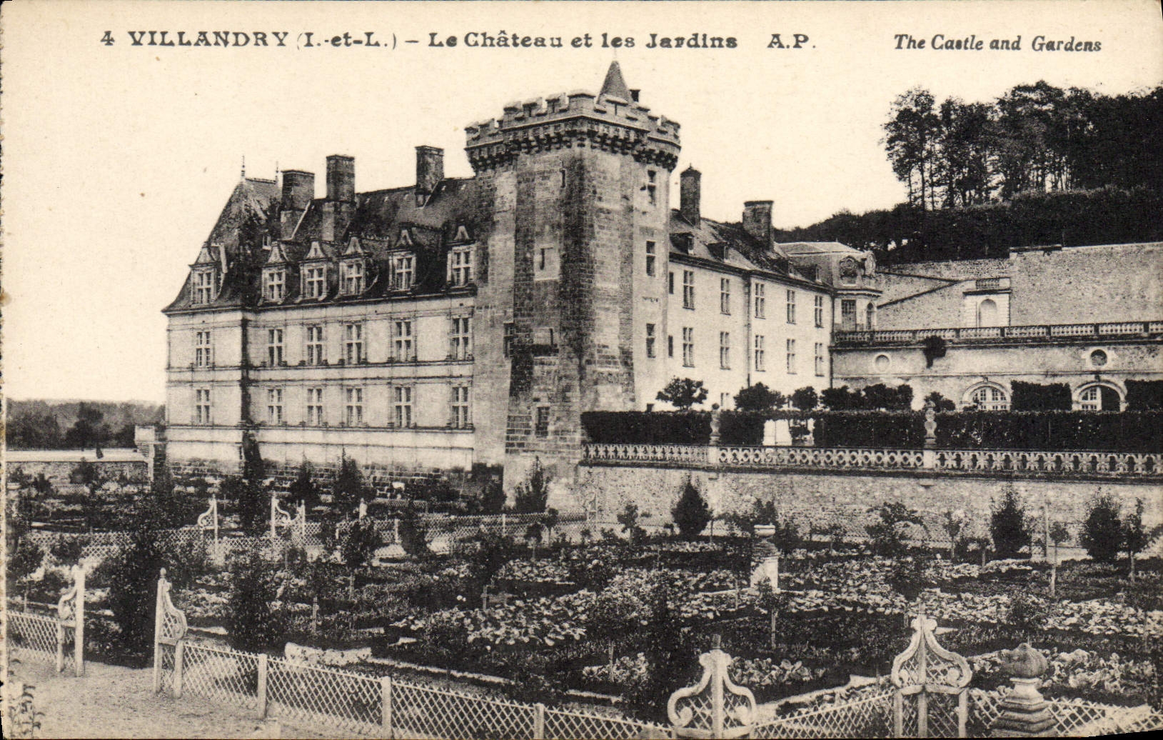 VINTAGE POSTCARD Villandry the Castle and Gardens