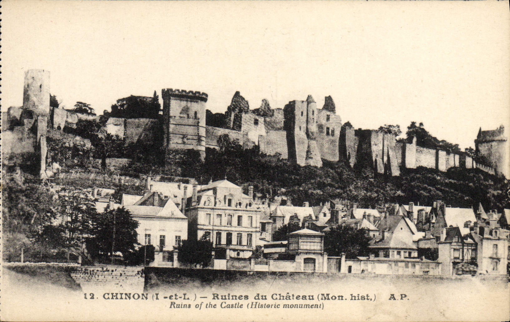 VINTAGE POSTCARD Chinon Ruins of the Castle