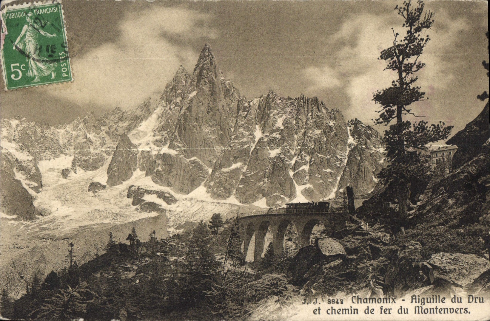 Interruptores de Chamonix de la POSTAL de la VENDIMIA grueso y ferrocarril de Montenvers