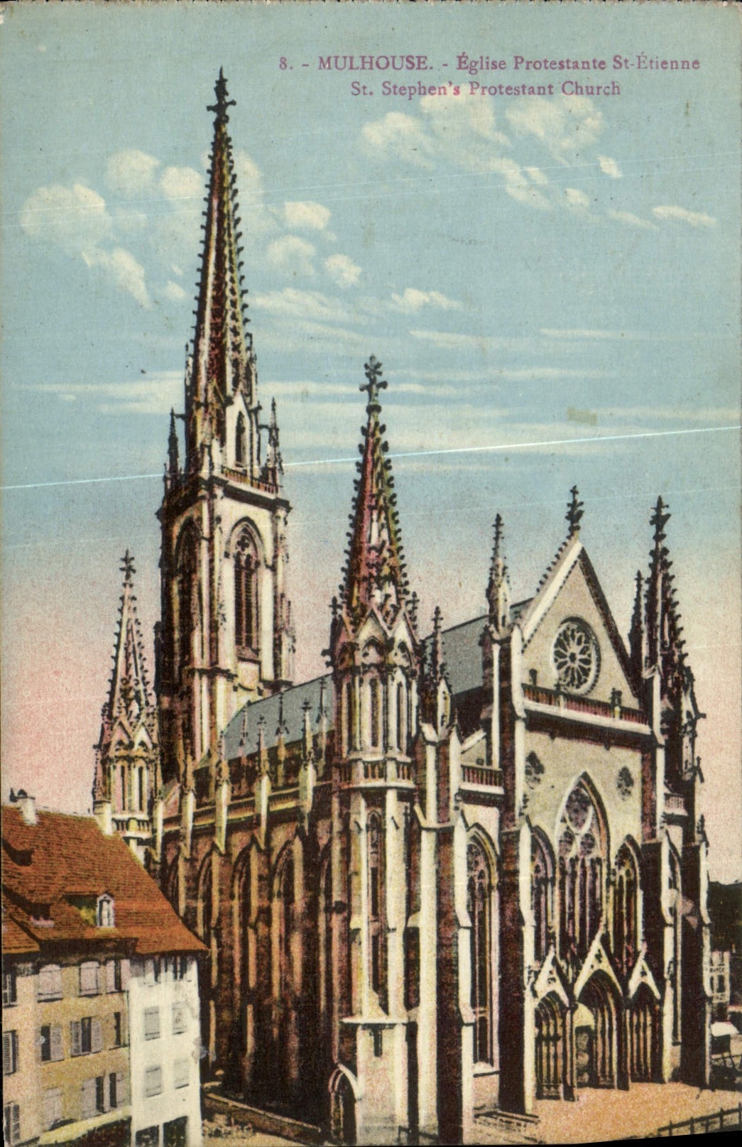 VINTAGE POSTCARD Mulhouse Protestant Church St Etienne