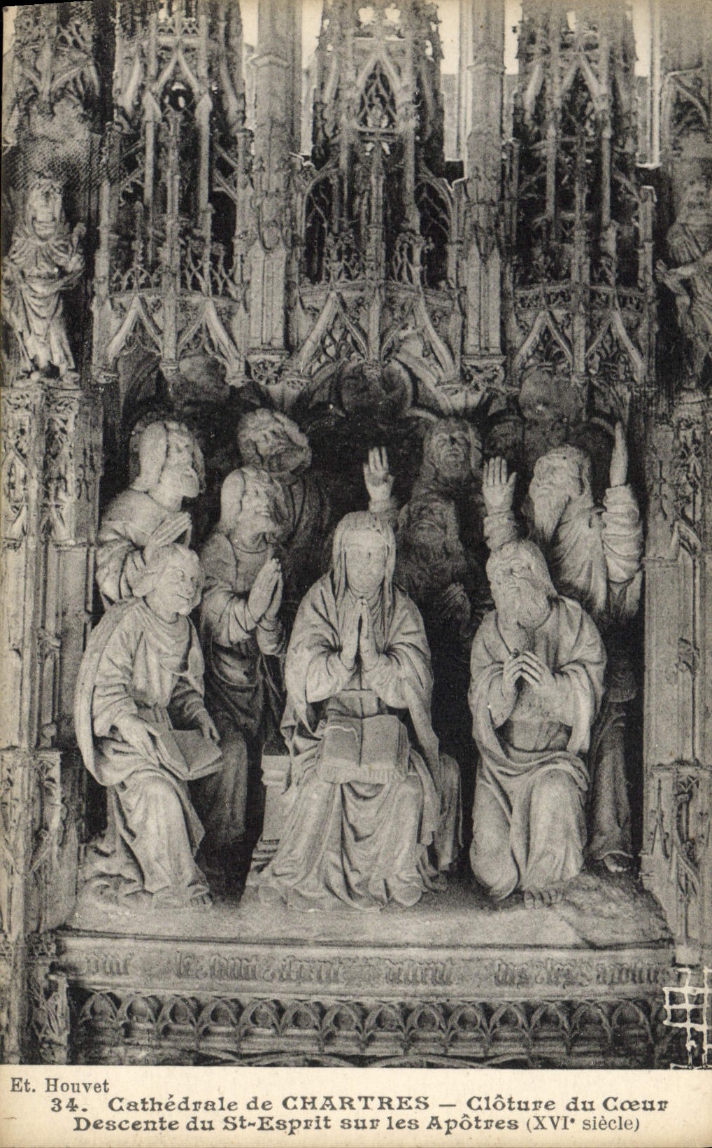 CPA Cathedrale de Chartres Cloture du Choeur Descente du St Esprit sur les Apotres