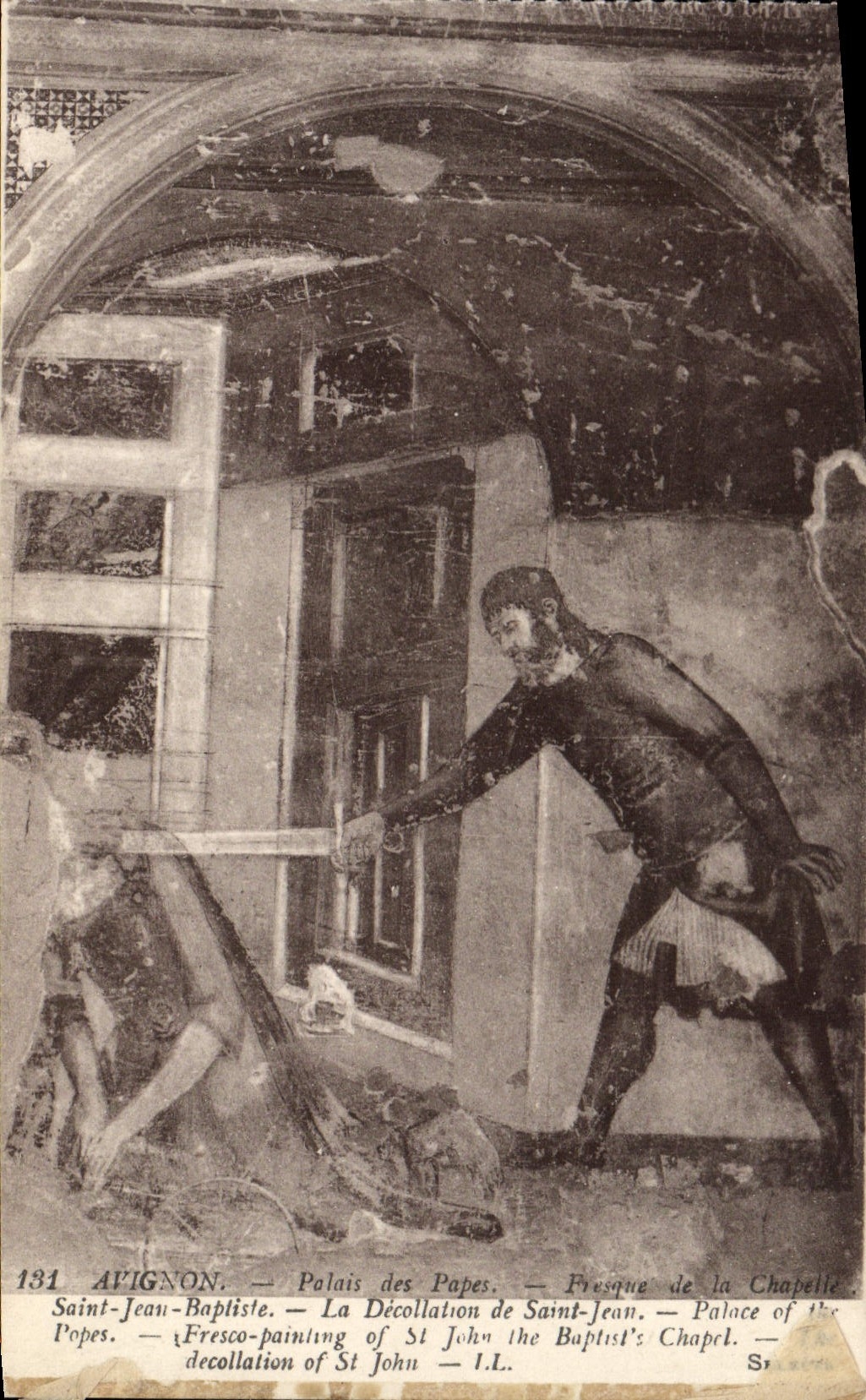 Paladar de Avignon de la POSTAL de la VENDIMIA de los papas Fresco de la cámara acorazada del Bautista de Jean Saint la degollación de Jean Saint