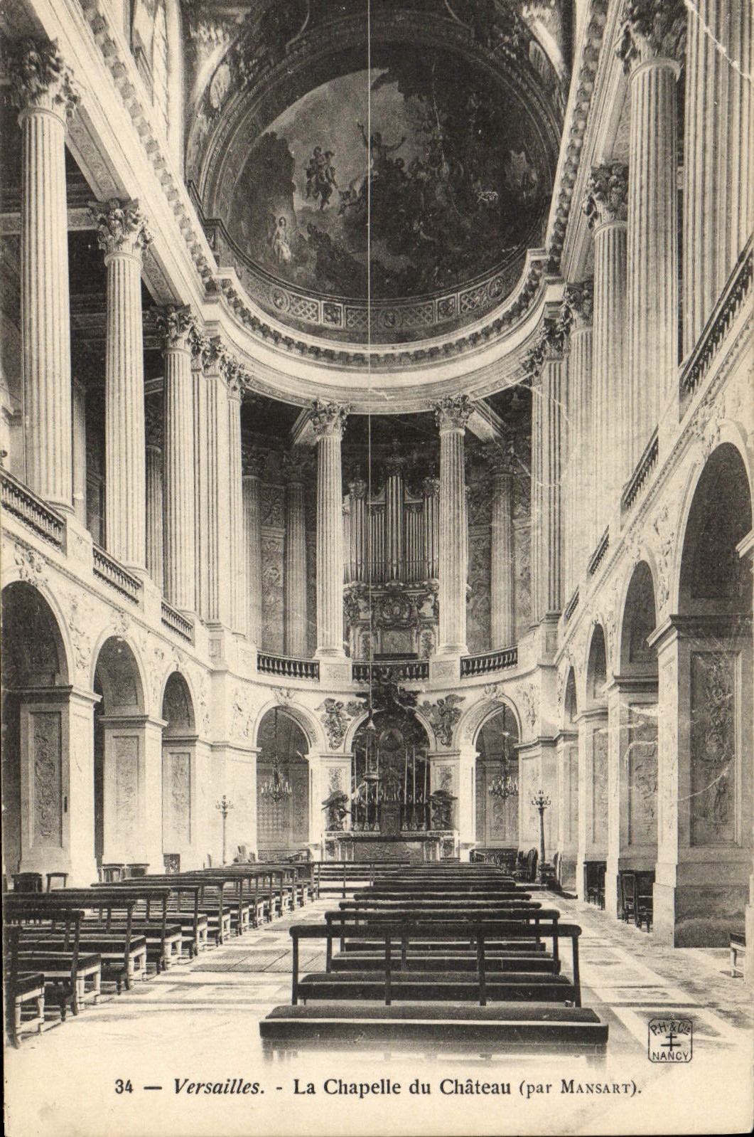 VINTAGE POSTCARD Versailles La Chapelle of the Castle by Mansart Organ