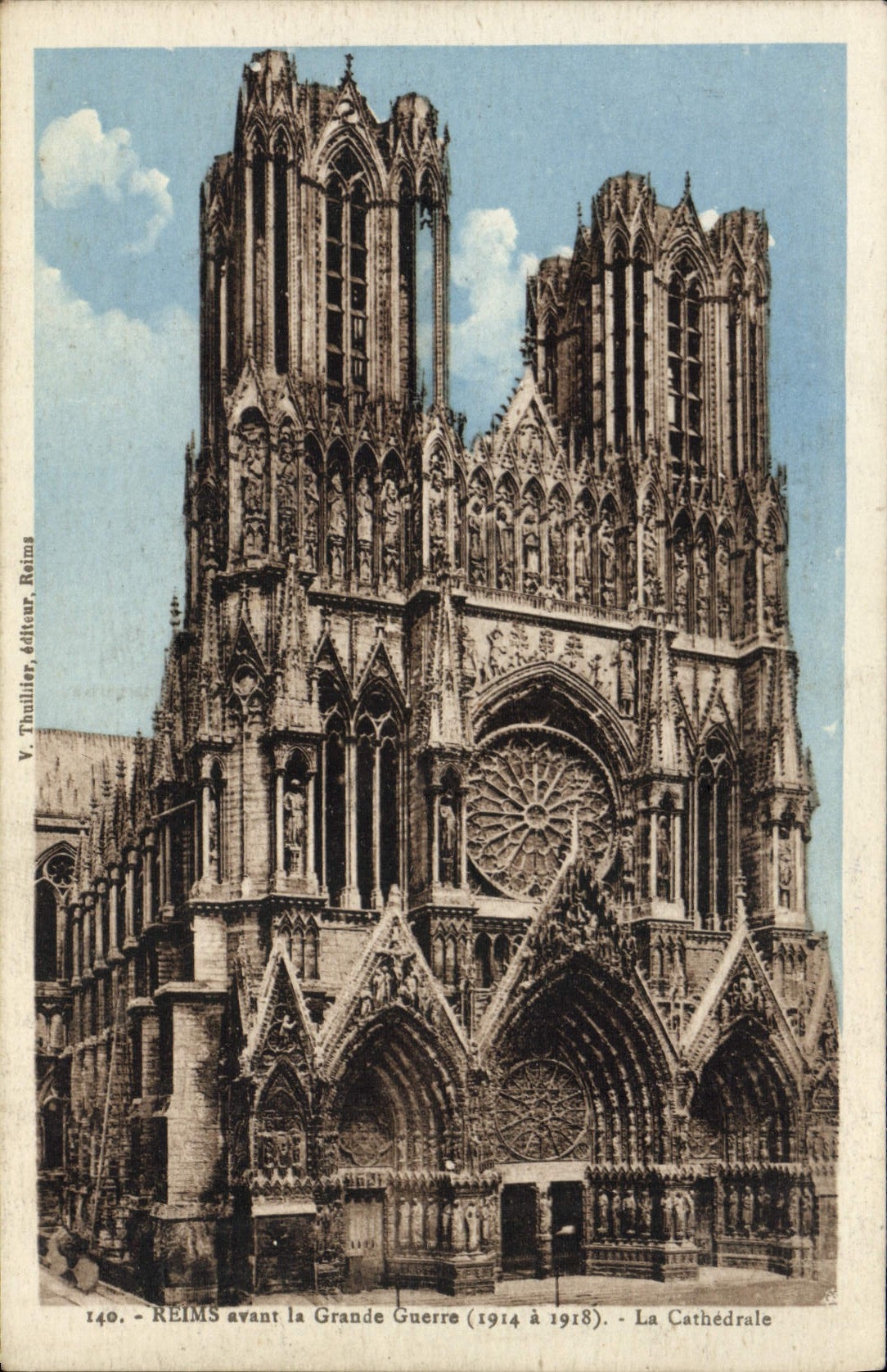 POSTAL Reims de la VENDIMIA antes de la gran guerra la catedral