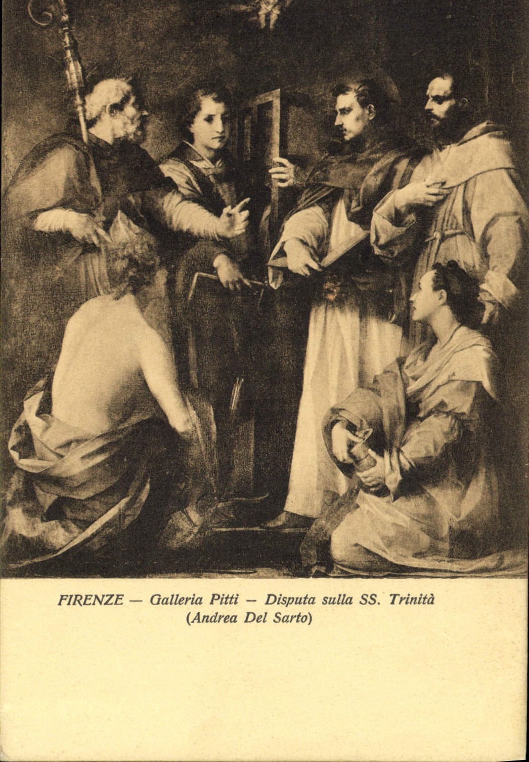 CPA Firenze Galleria Pitti Disputa Sulla SS Trinita Andrea del Sarto 