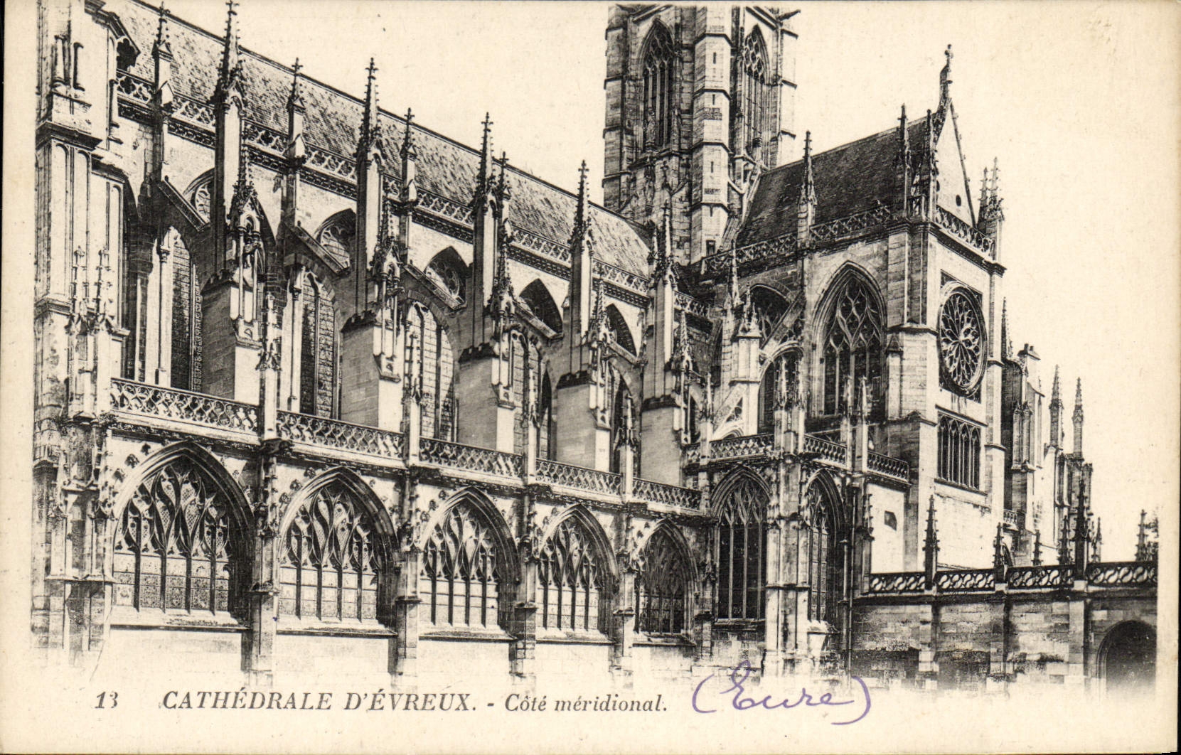 CPA La Cathedrale D'Evreux Cote meridional