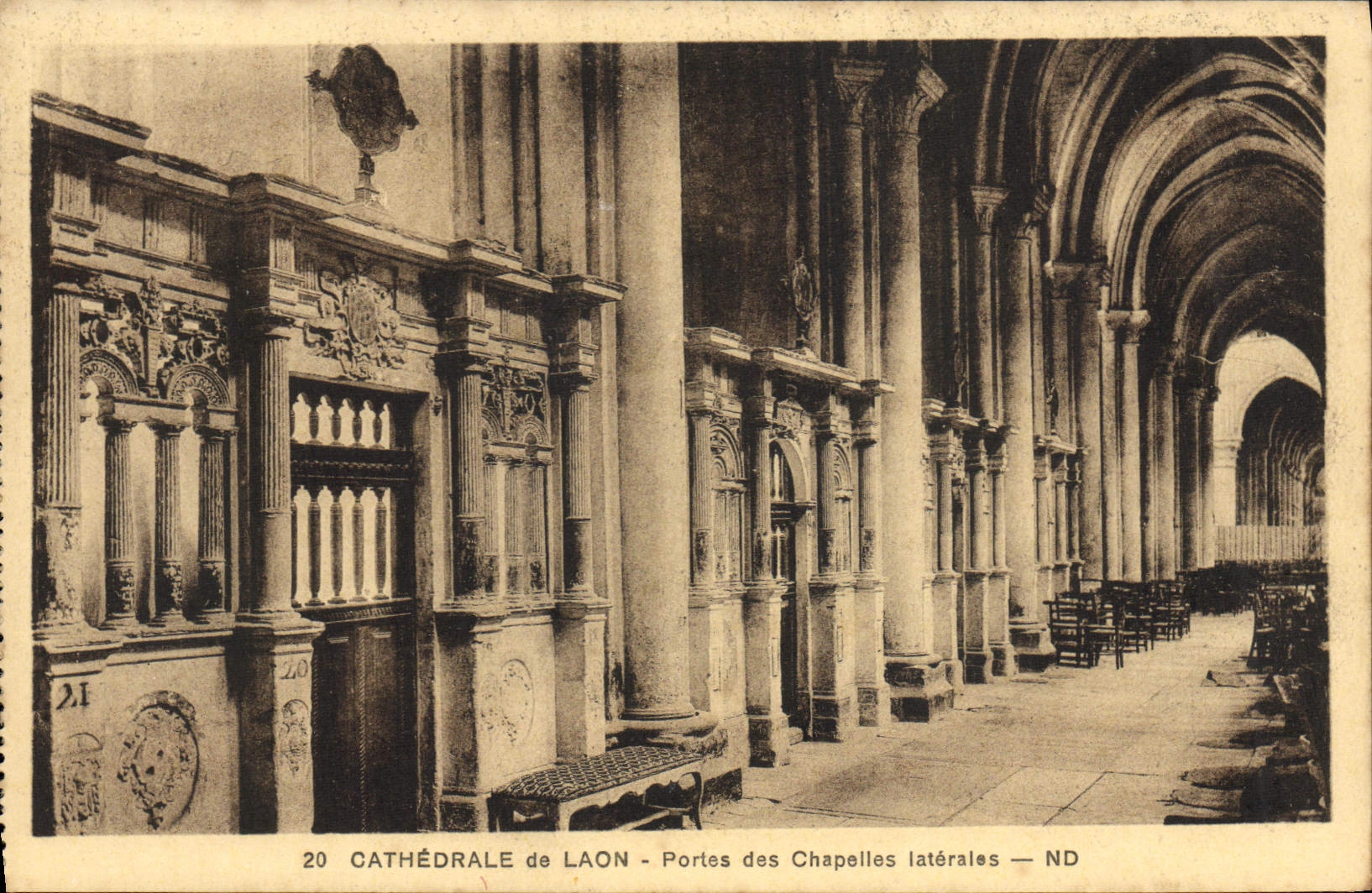 VINTAGE POSTCARD Cathedral of Laon Gates of the Side chapels