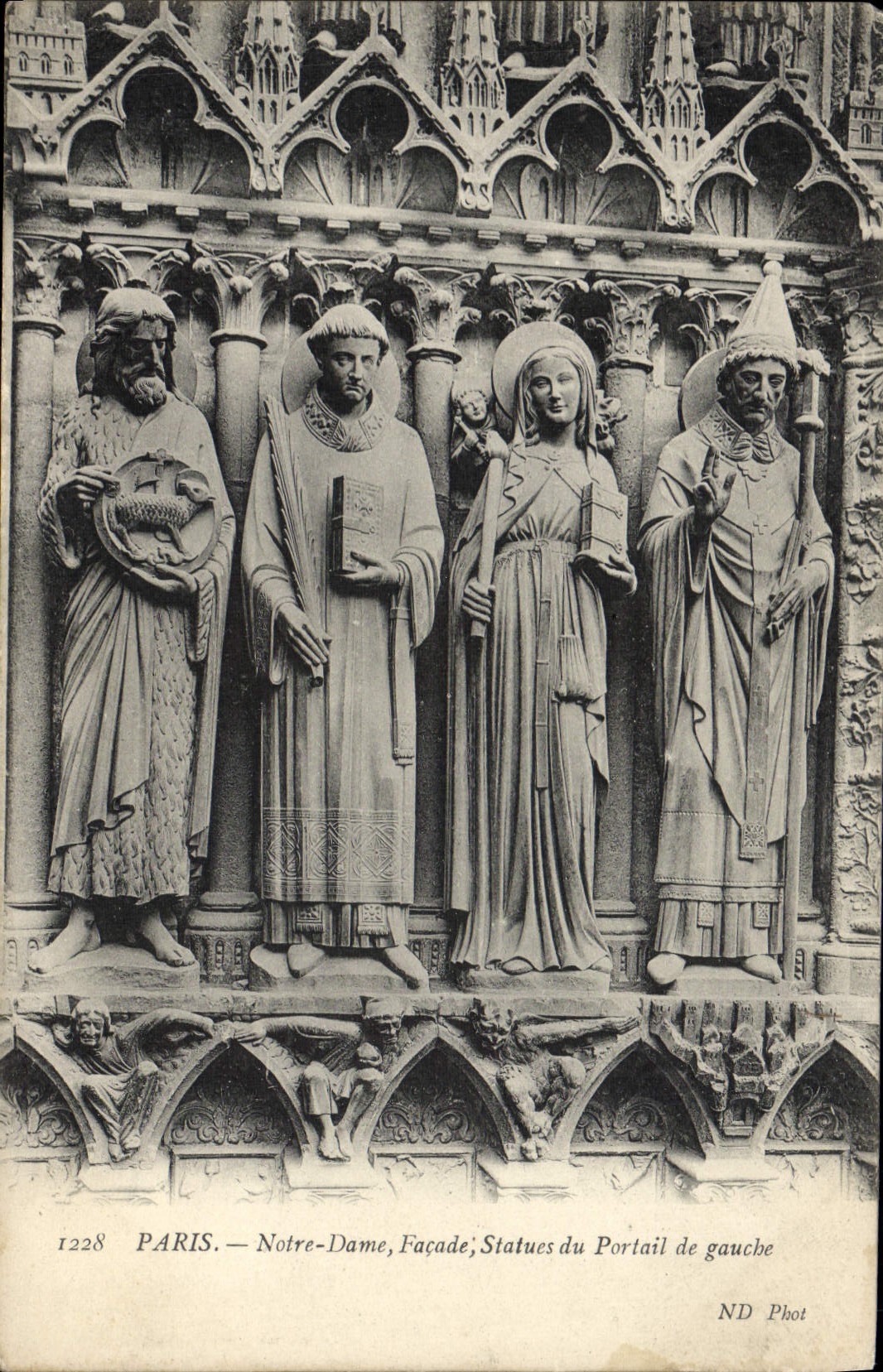 CPA Paris Notre Dame Facade Statues Du Portail De Gauche