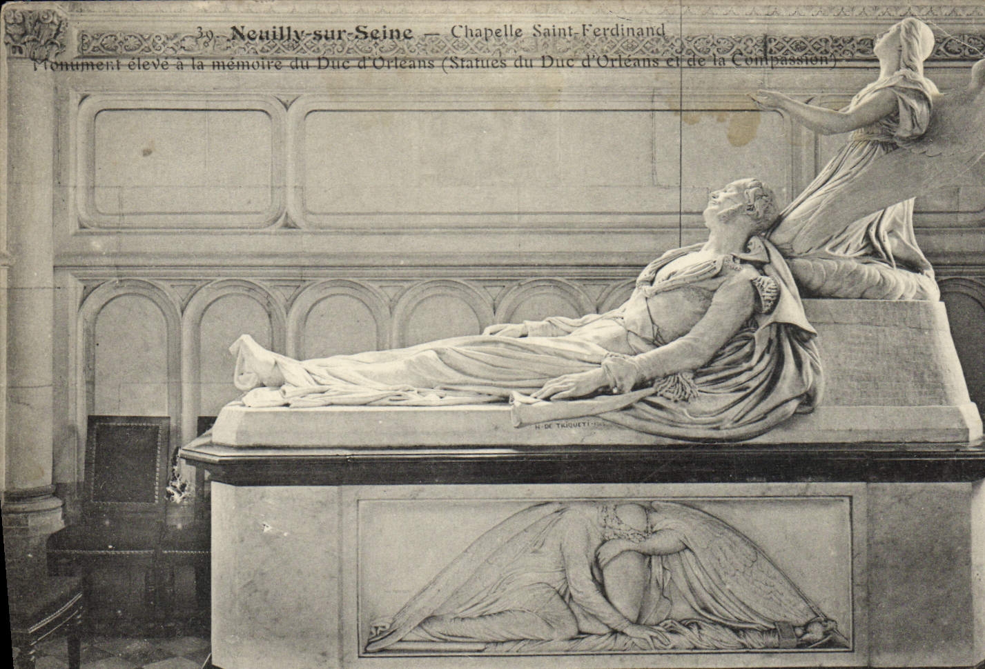 De la VENDIMIA de la POSTAL Neuilly sur Seine de la cámara acorazada duque del monumento de Fernando Saint de Orleans