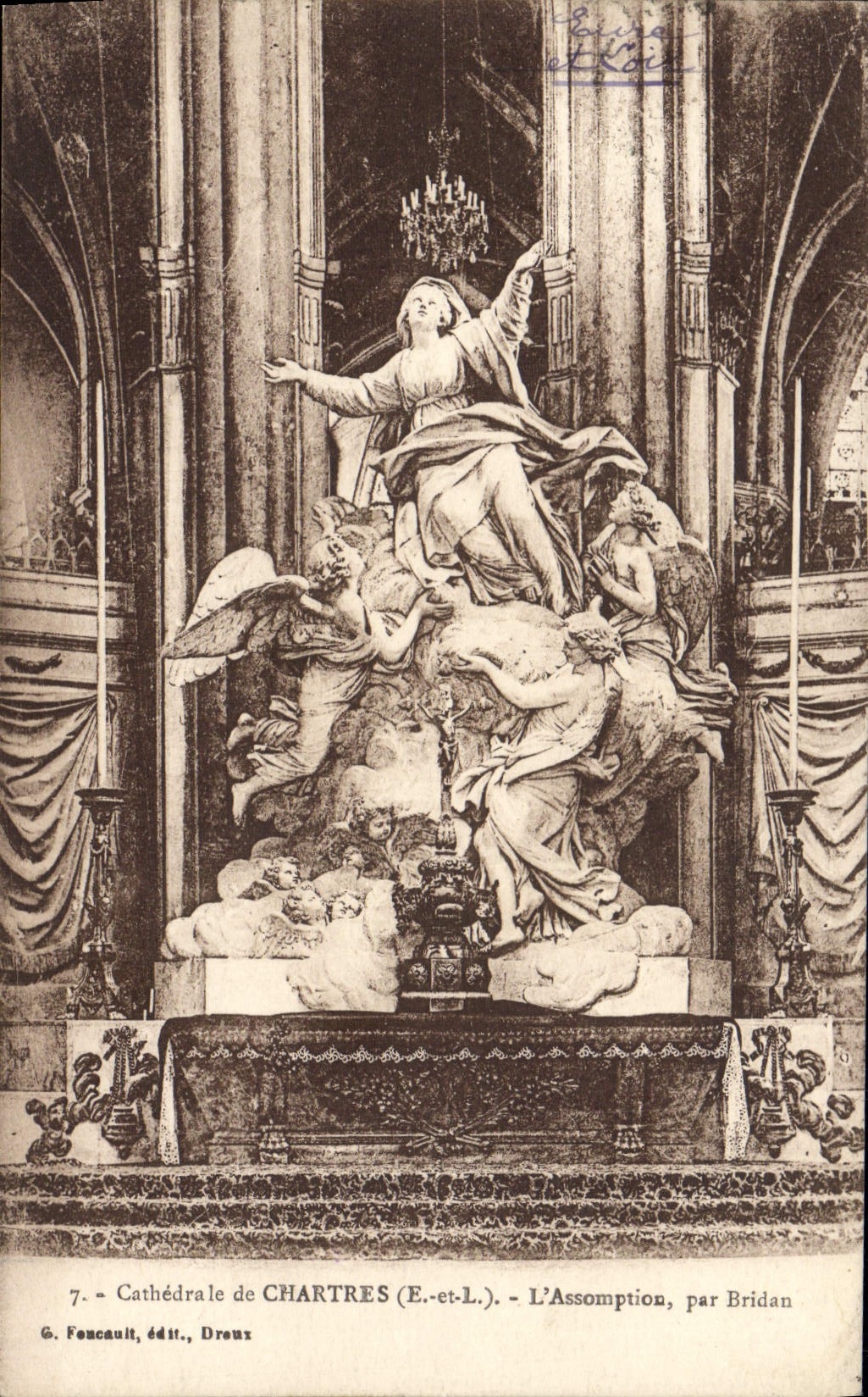 Catedral de la POSTAL de la VENDIMIA de Chartres la asunción de Bridan