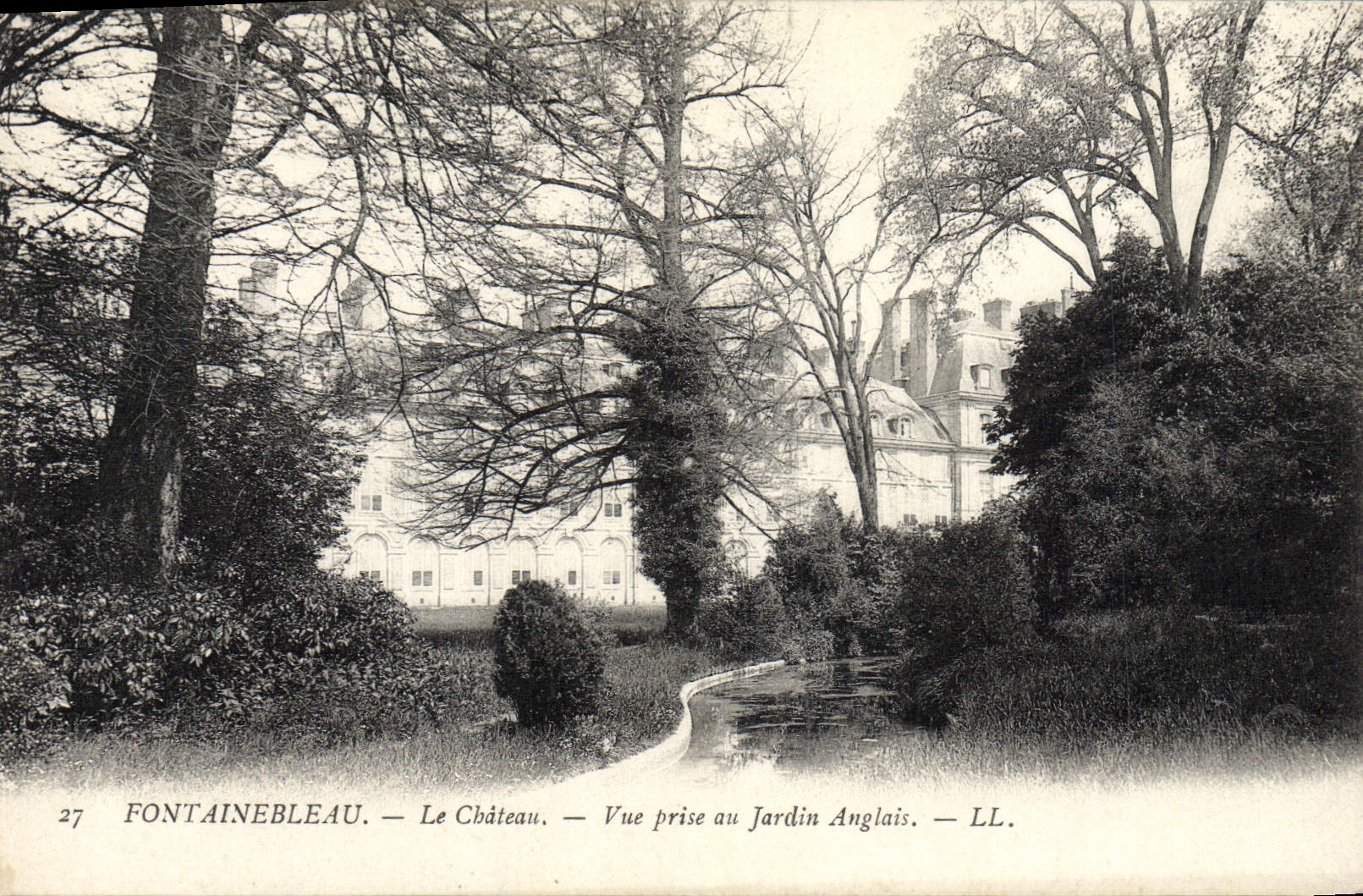 VINTAGE POSTCARD Fontainebleau the Castle Seen from With the Auglais Garden
