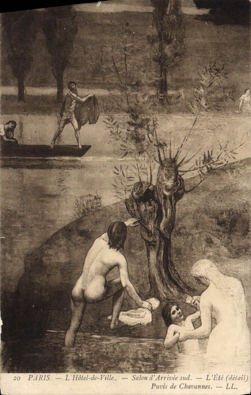 CPA Paris L'Hotel De Ville Salon D'Arrivee Sud l'ete Puvis de Chavannes