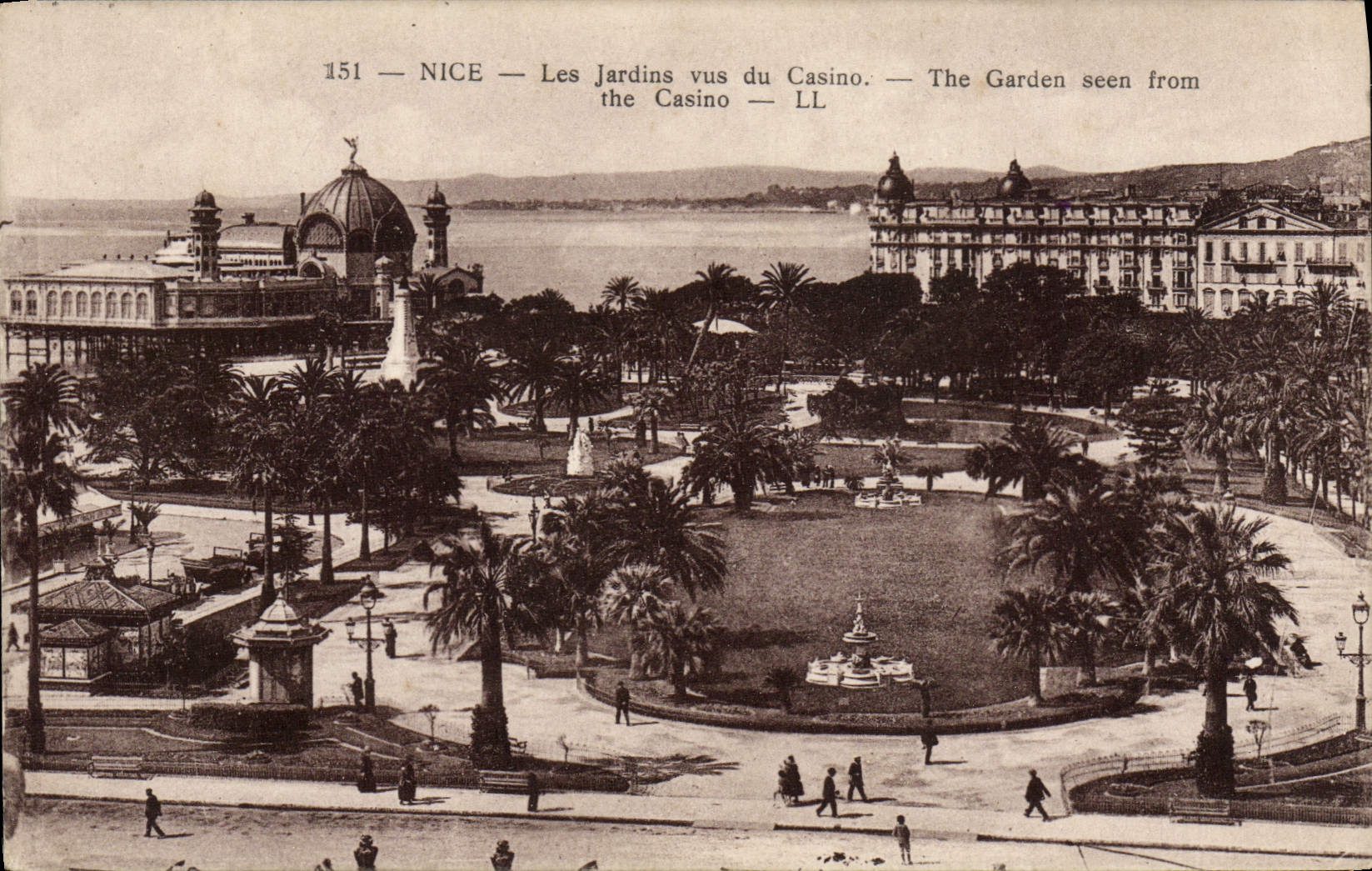 VINTAGE POSTCARD Nice Gardens Seen Of the Casino