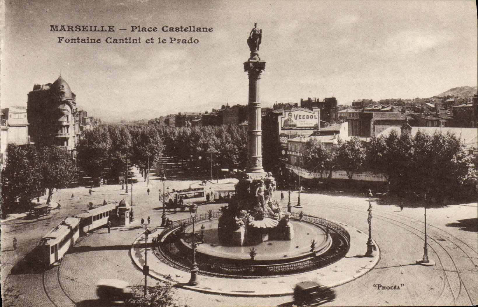 CPA Marseille Place Castellane Fontaine Cantini Et Le Prado Tramway