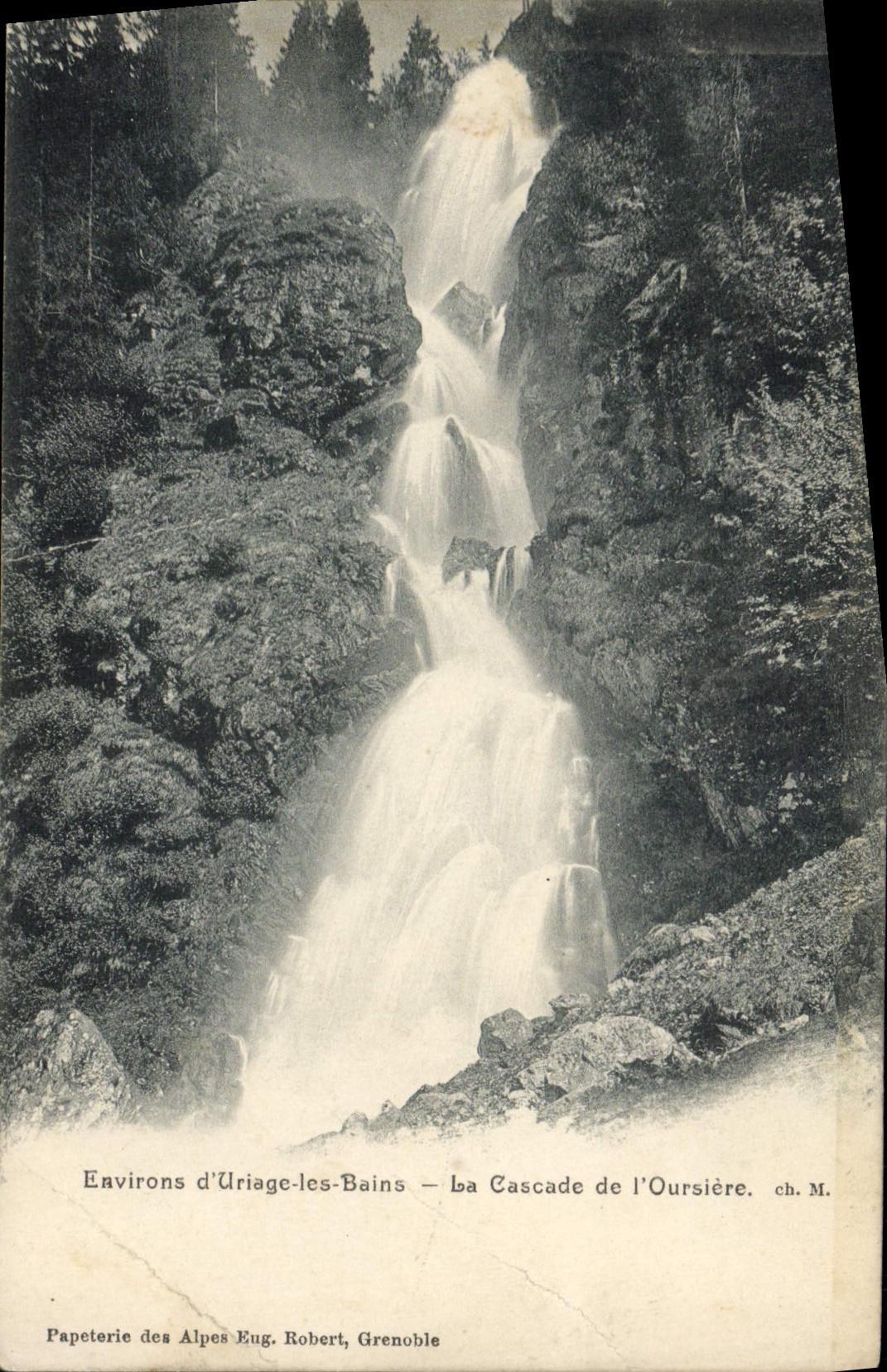 VINTAGE POSTCARD Surroundings of Uriage les Bains the cascade of Oursiere