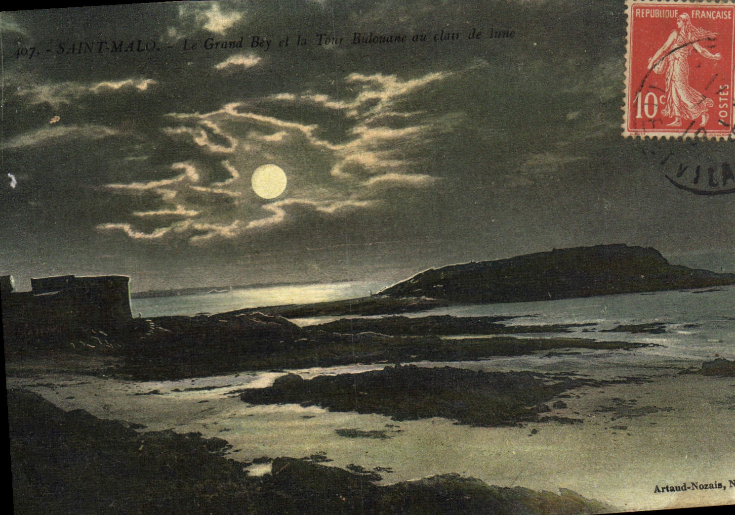 CPA Saint Malo Le Grand Bey Et La Tour Bidouane au clair de lune