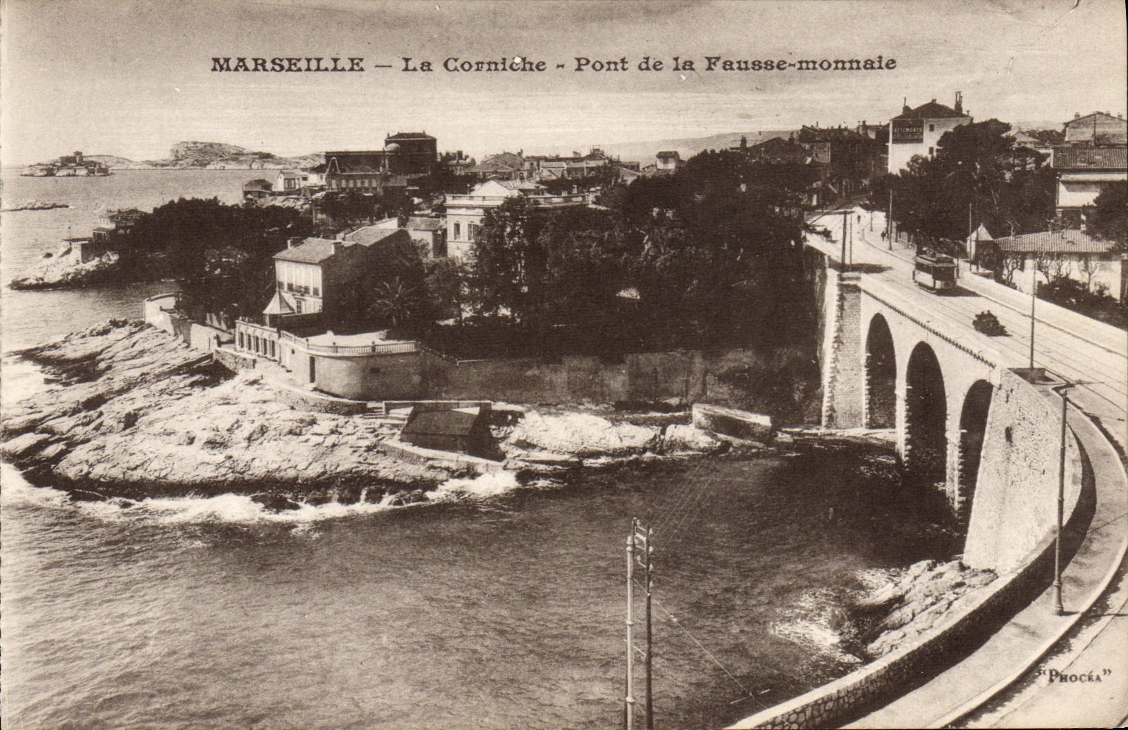 POSTAL Marsella de la VENDIMIA el puente de la cornisa de Monnale falso