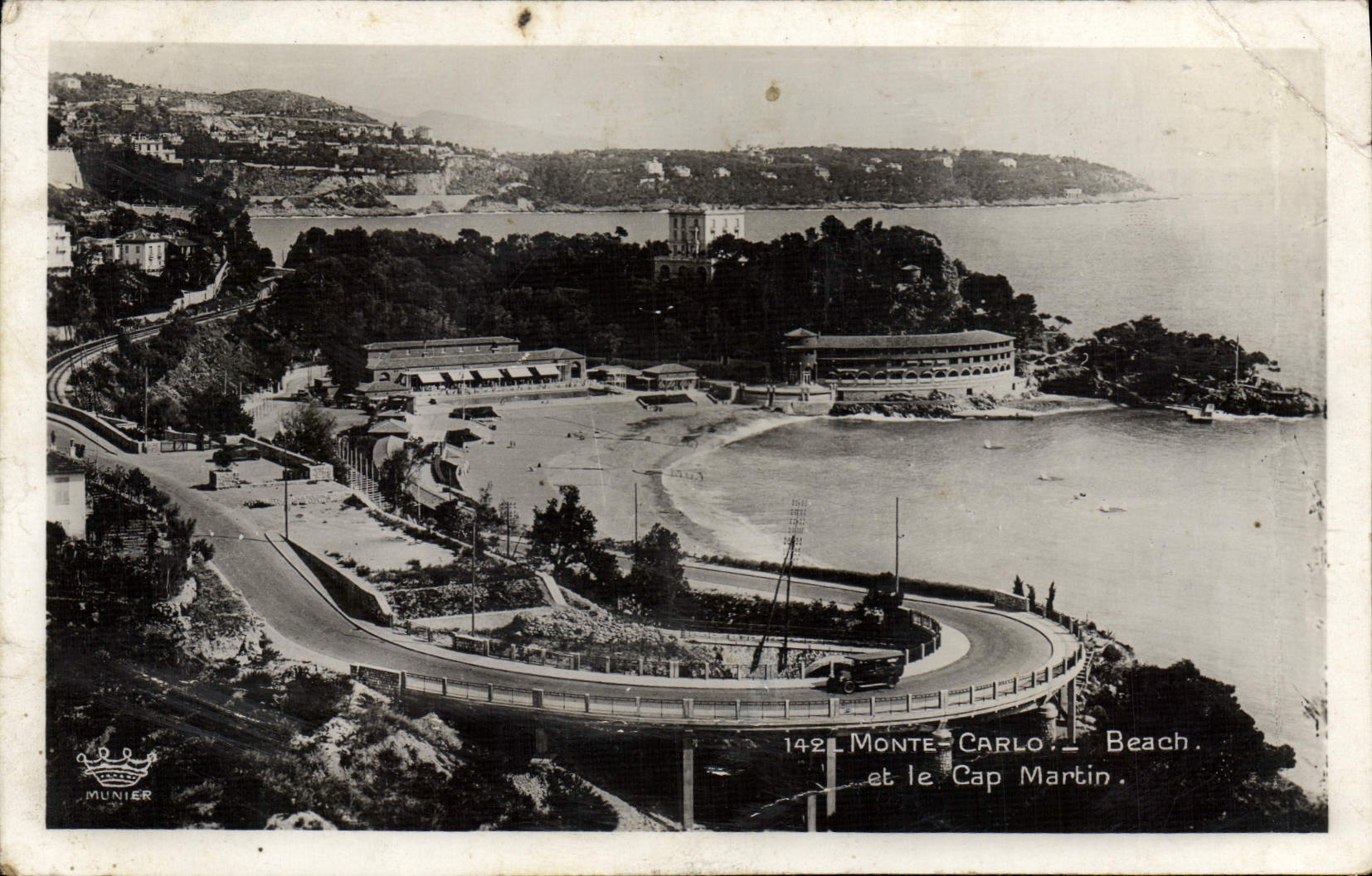 VINTAGE POSTCARD Monte Carlo Beach and the Cape Martin