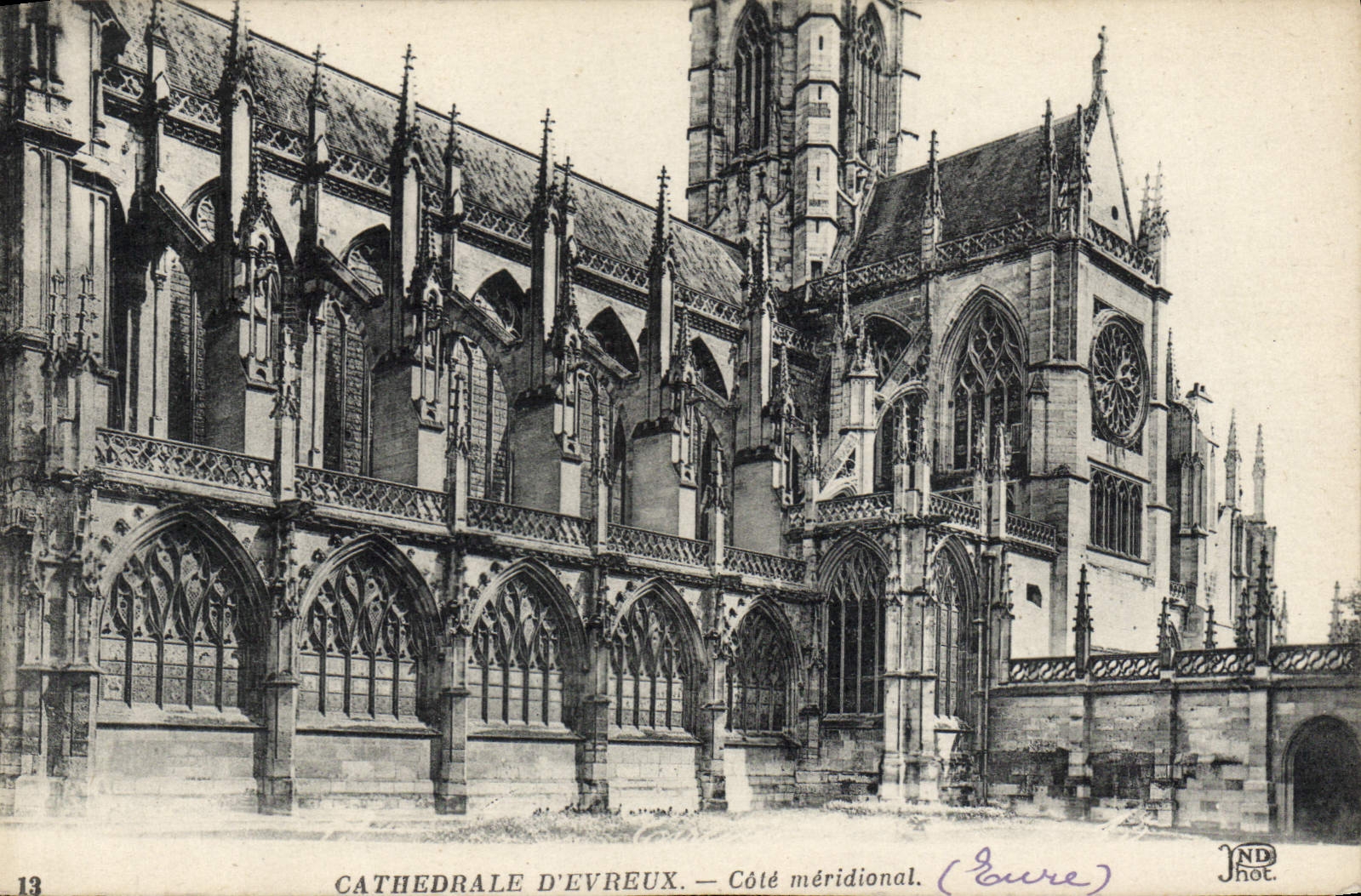 VINTAGE POSTCARD Cathedrale D' Evreux Dimensions Southernmost