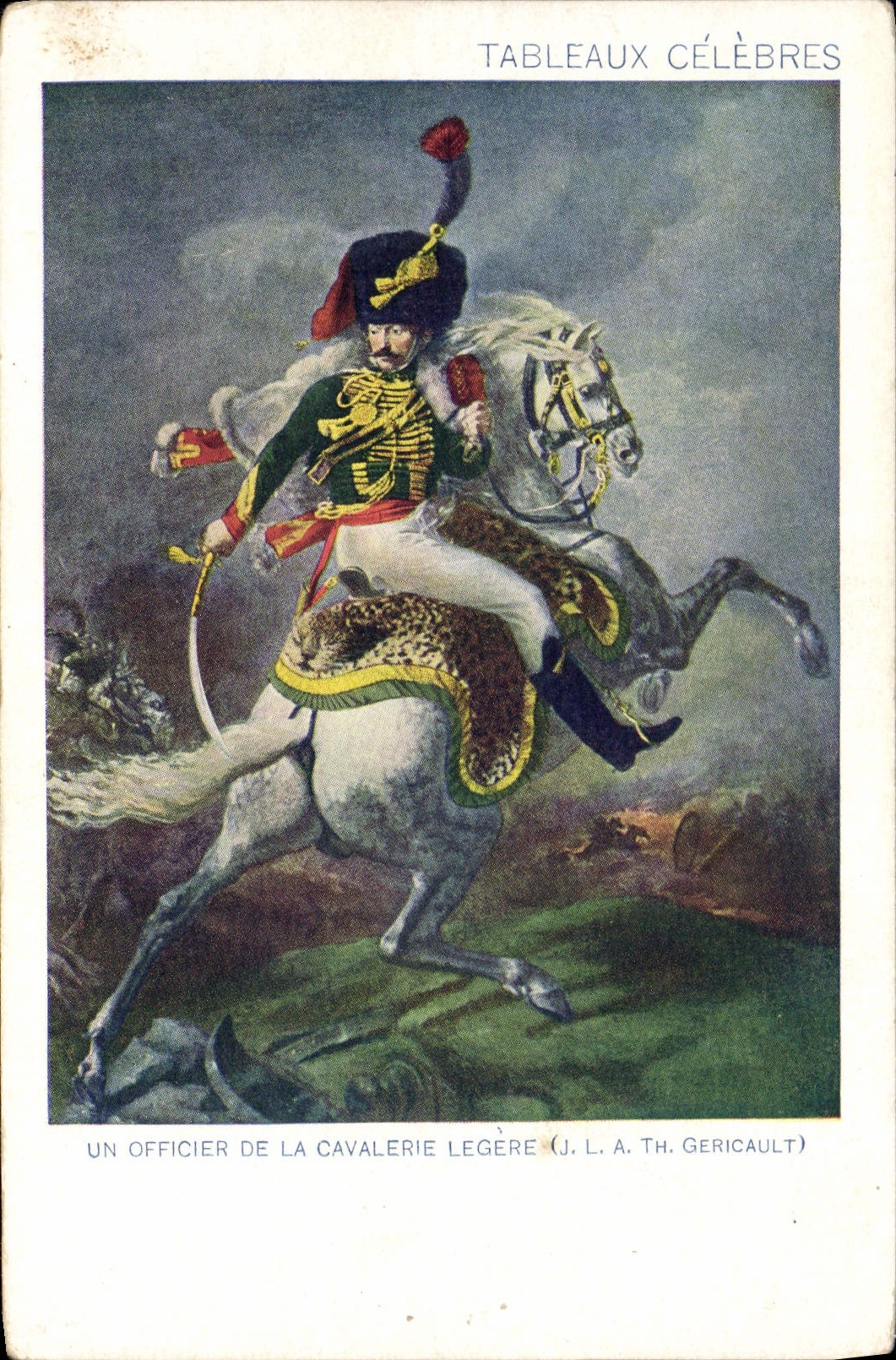 VINTAGE POSTCARD Famous Tables an officer of the light cavalry Gericault Militaria