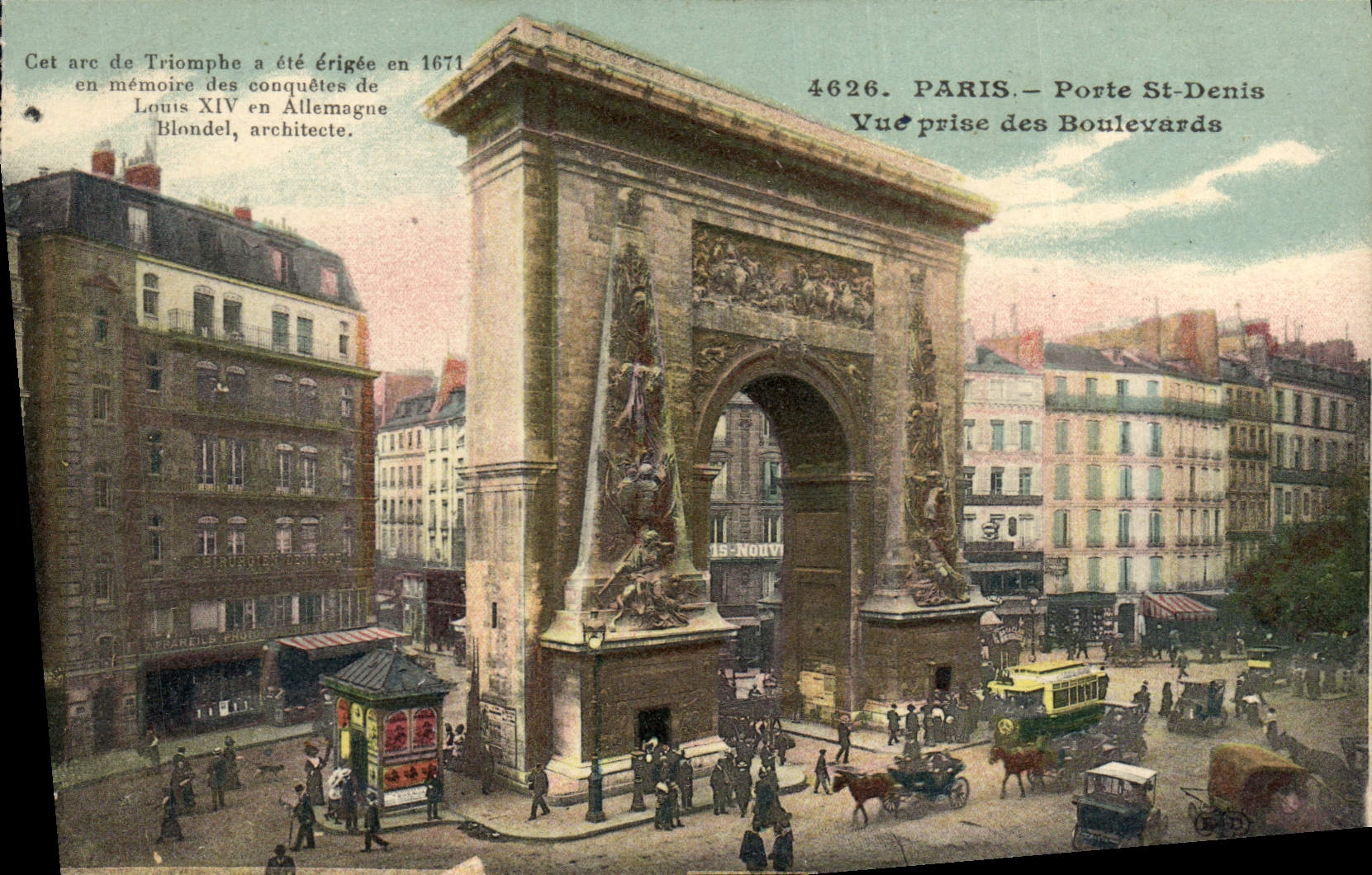 CPA Paris Porte St Denis Vue Prise Des Boulevards