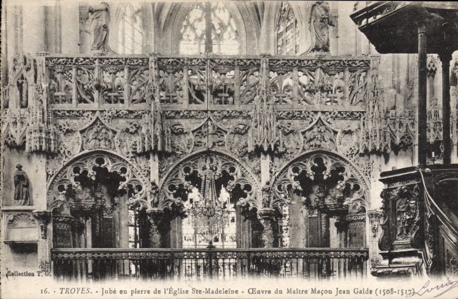 VINTAGE POSTCARD Troyes Jube As a Pierre De I' Eglise co. Madeleine Works of the Master Jean Gaide