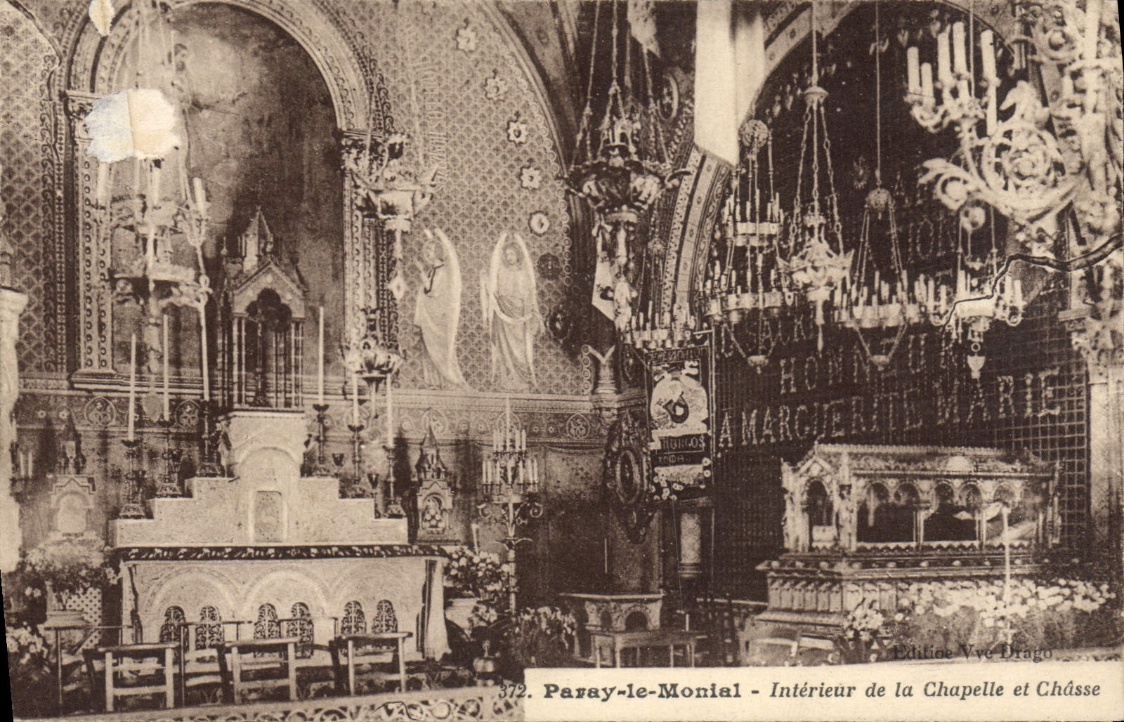 VINTAGE POSTCARD Paray Interior Monial Of the Vault And Drives out