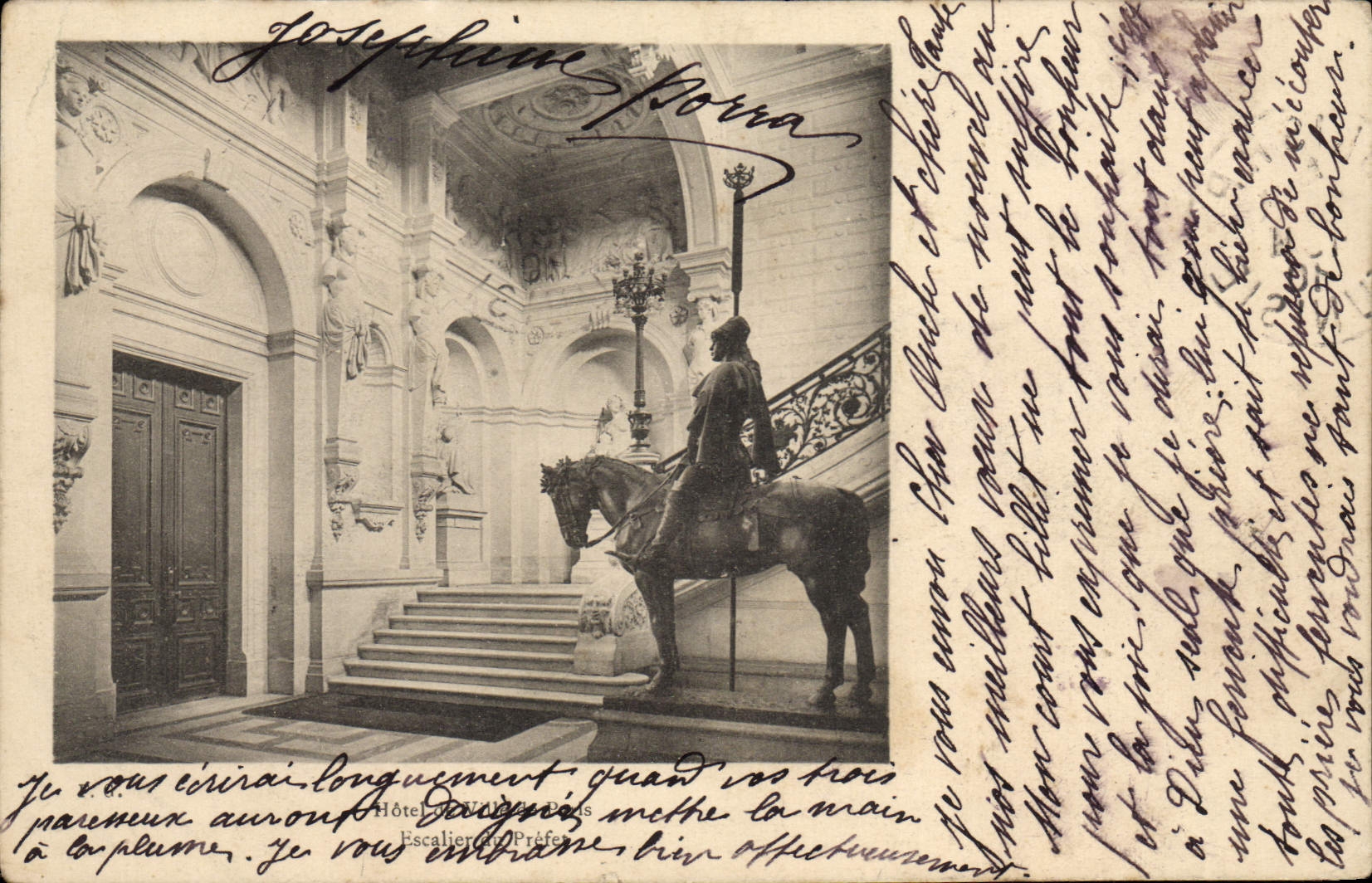 CPA Hotel de ville Paris Escalier