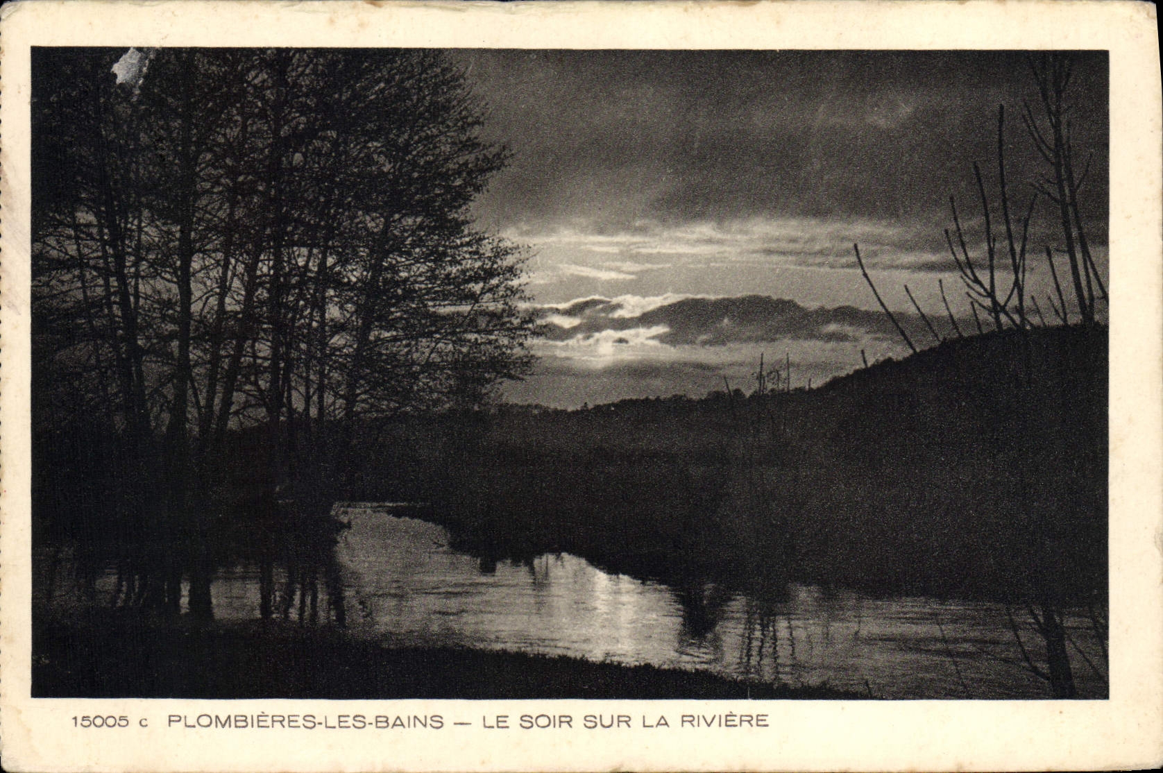 VINTAGE POSTCARD Plombieres Les Bains the Evening On the River