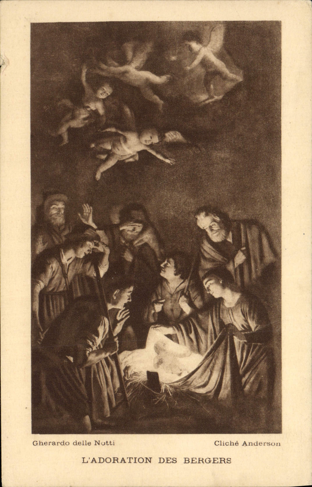 VINTAGE POSTCARD delle Worship Of the Shepherds Gherardo Notti