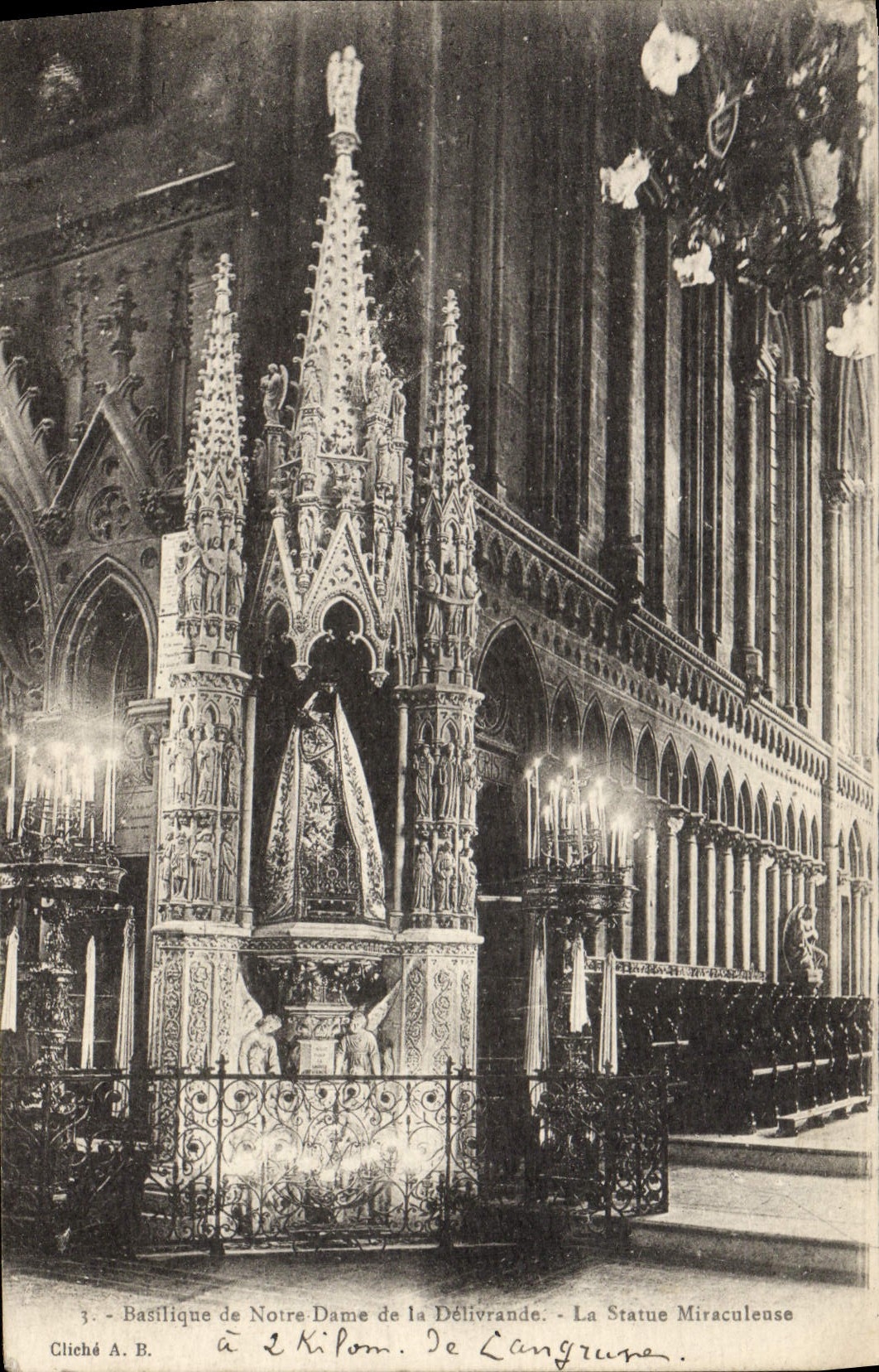 VINTAGE POSTCARD Basilica Of Notre Dame Of Delivrande the Miraculous Statue