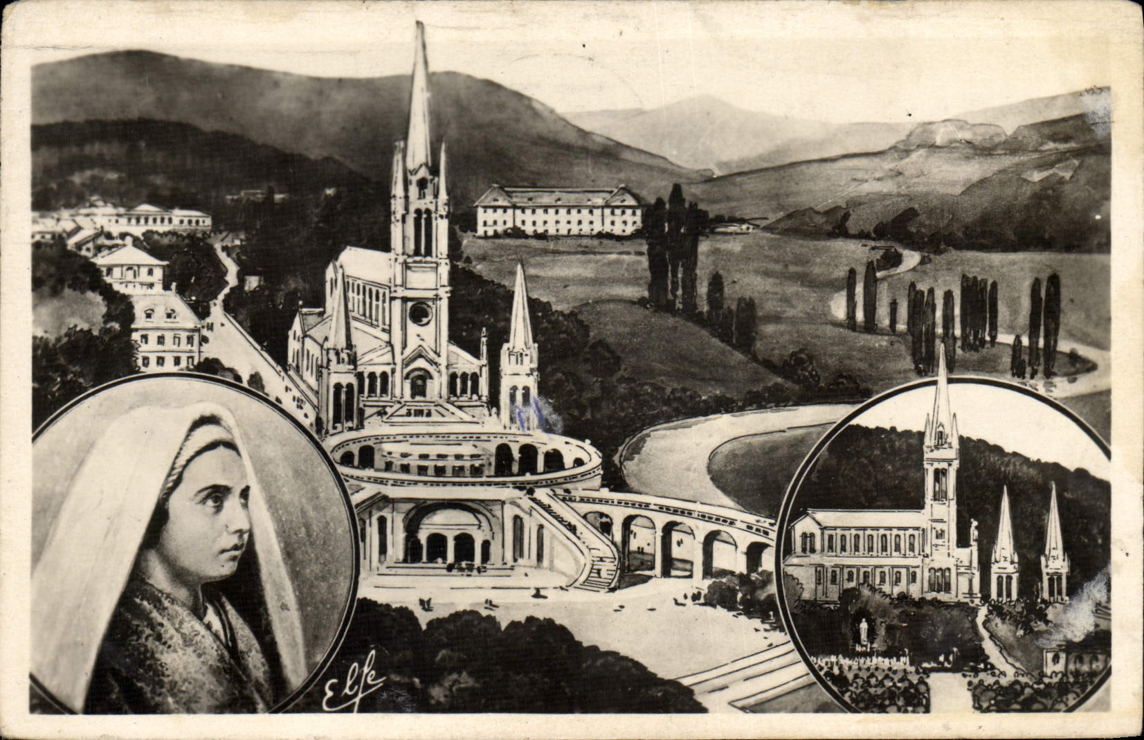 POSTAL MODERNA para recordar de Notre Dame de Lourdes