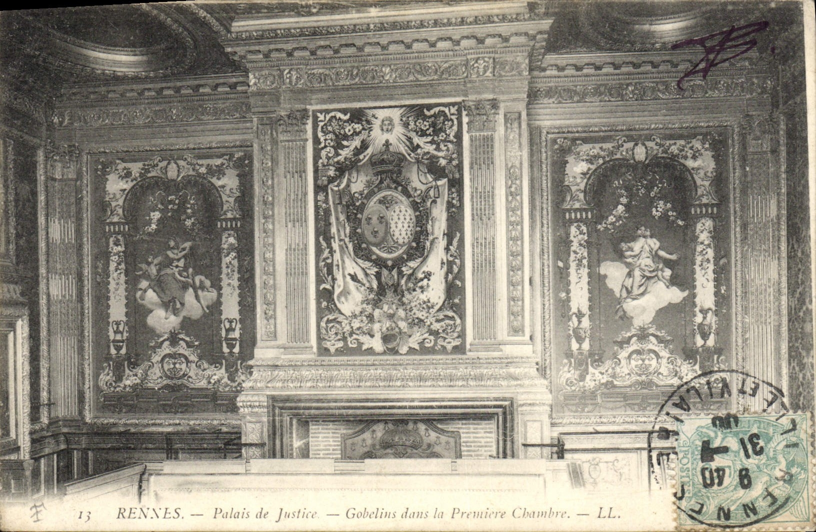 VINTAGE POSTCARD Rennes Law courts Goblins in the first room